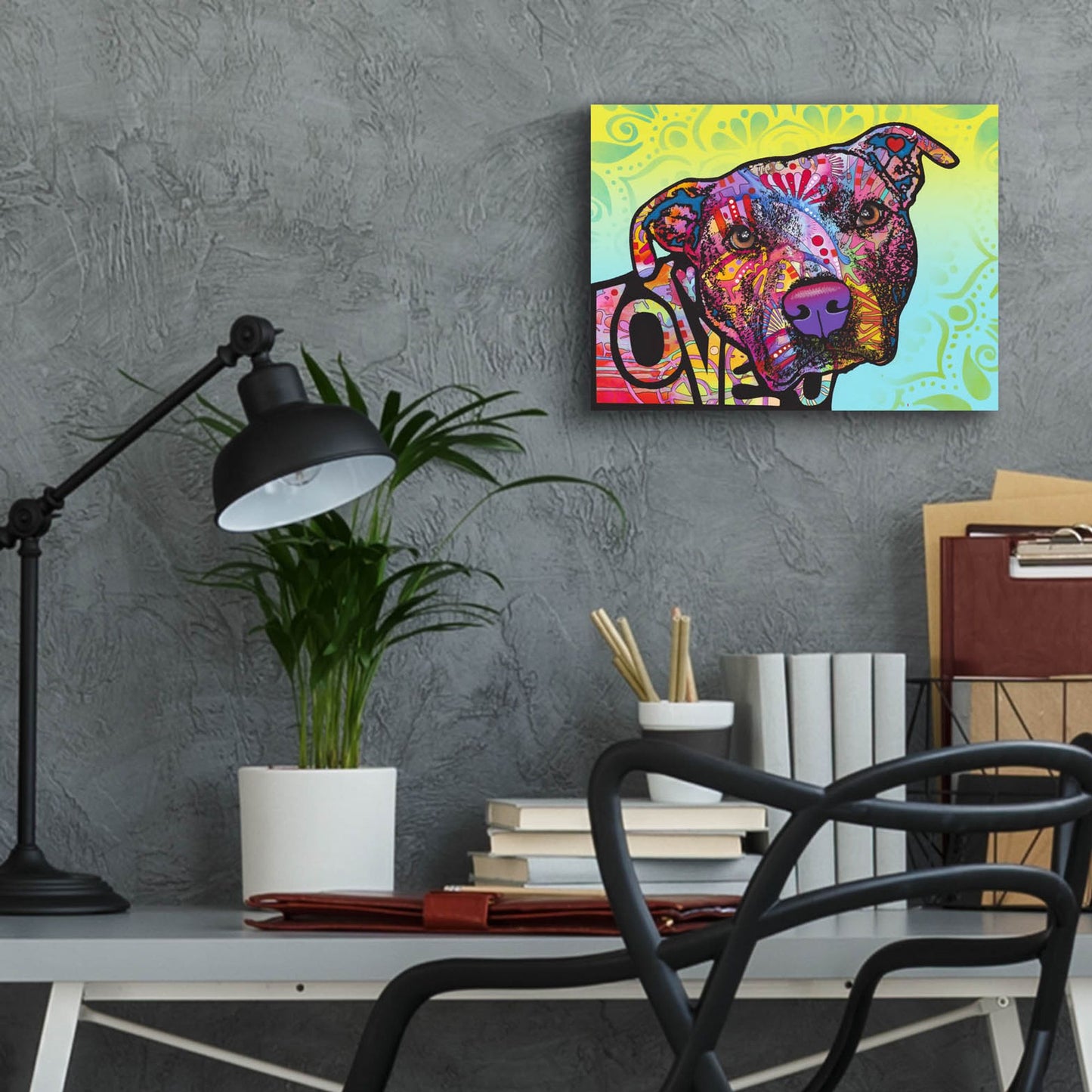 Epic Art 'Love You Pit Bull' by Dean Russo Studios, Acrylic Glass Wall Art,16x12