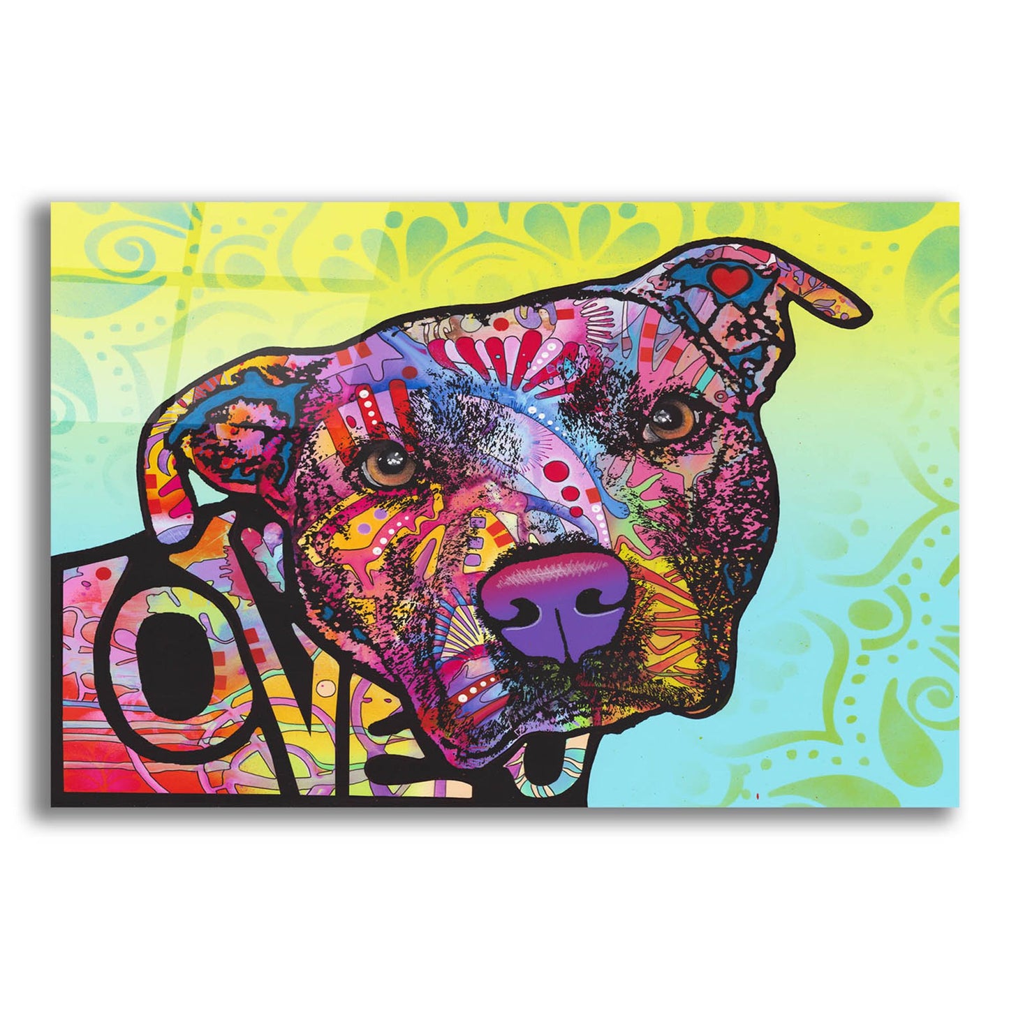 Epic Art 'Love You Pit Bull' by Dean Russo Studios, Acrylic Glass Wall Art,16x12