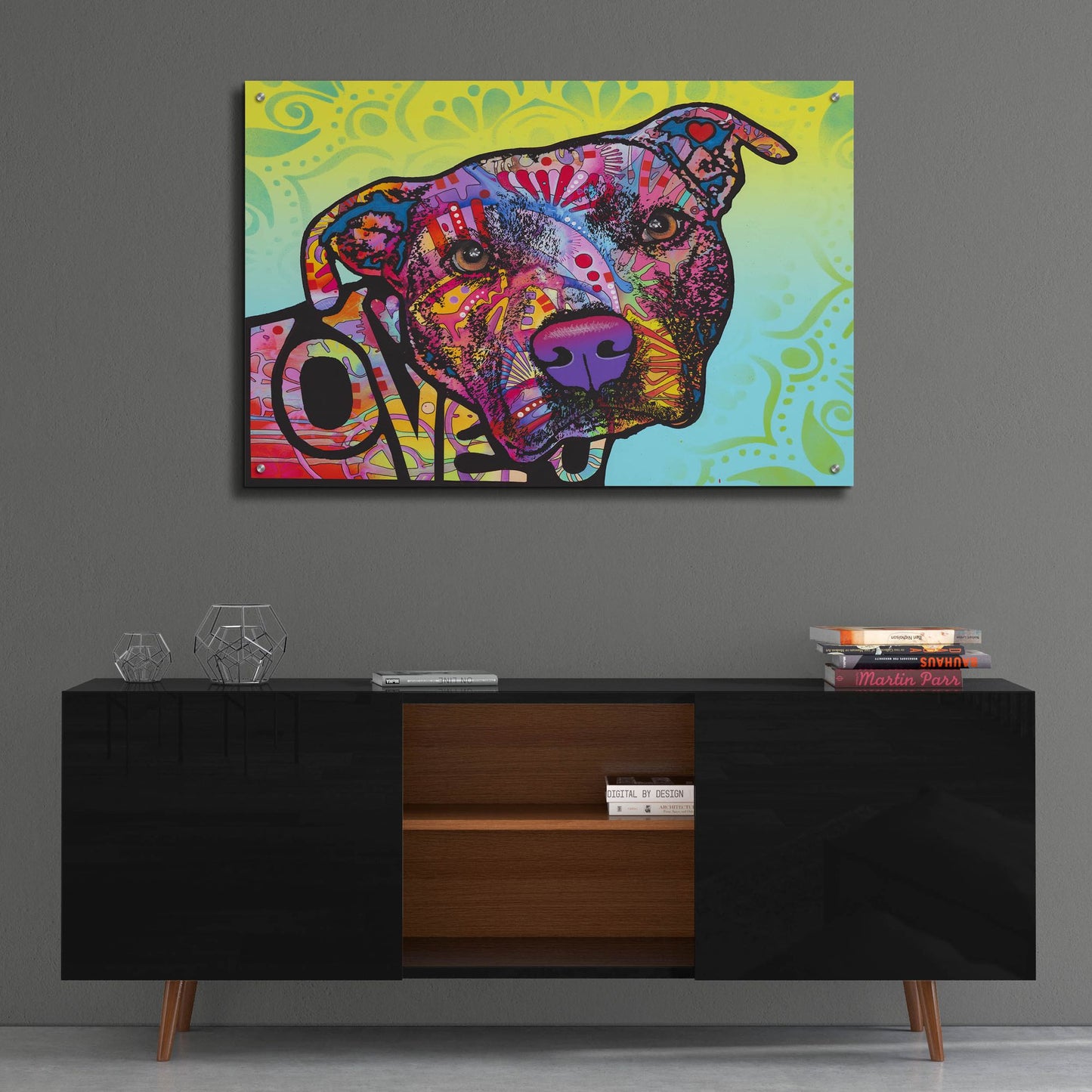 Epic Art 'Love You Pit Bull' by Dean Russo Studios, Acrylic Glass Wall Art,36x24