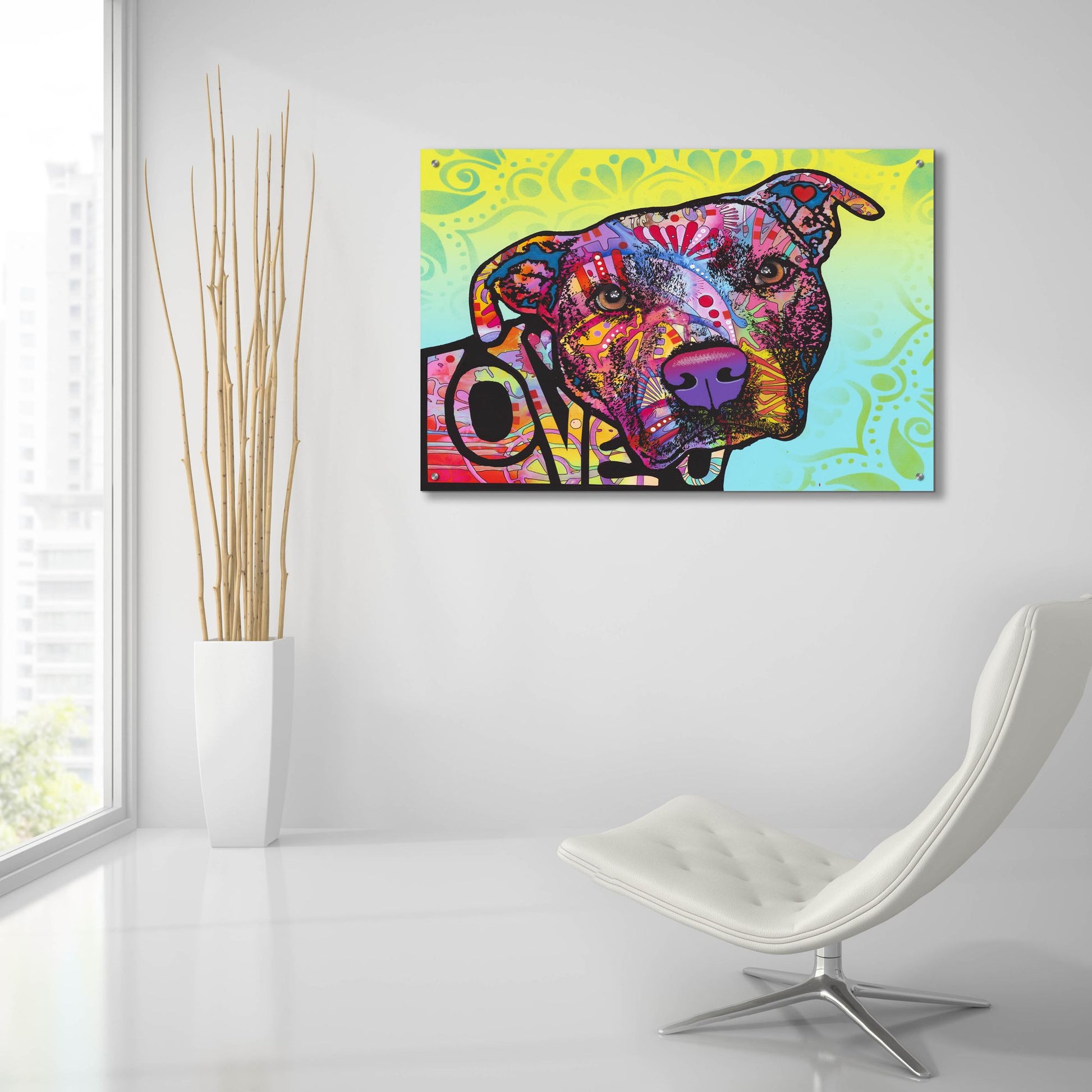 Epic Art 'Love You Pit Bull' by Dean Russo Studios, Acrylic Glass Wall Art,36x24