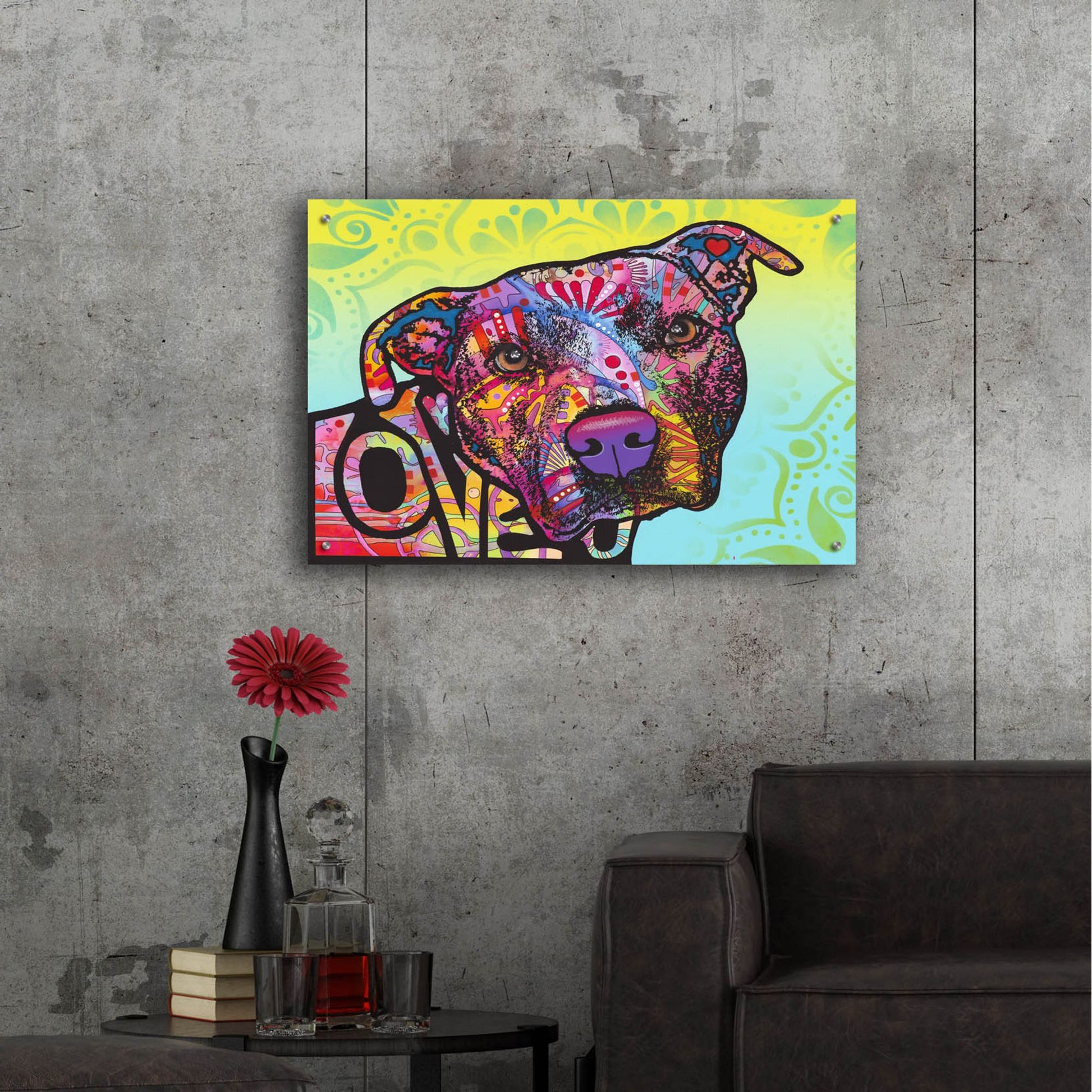 Epic Art 'Love You Pit Bull' by Dean Russo Studios, Acrylic Glass Wall Art,36x24