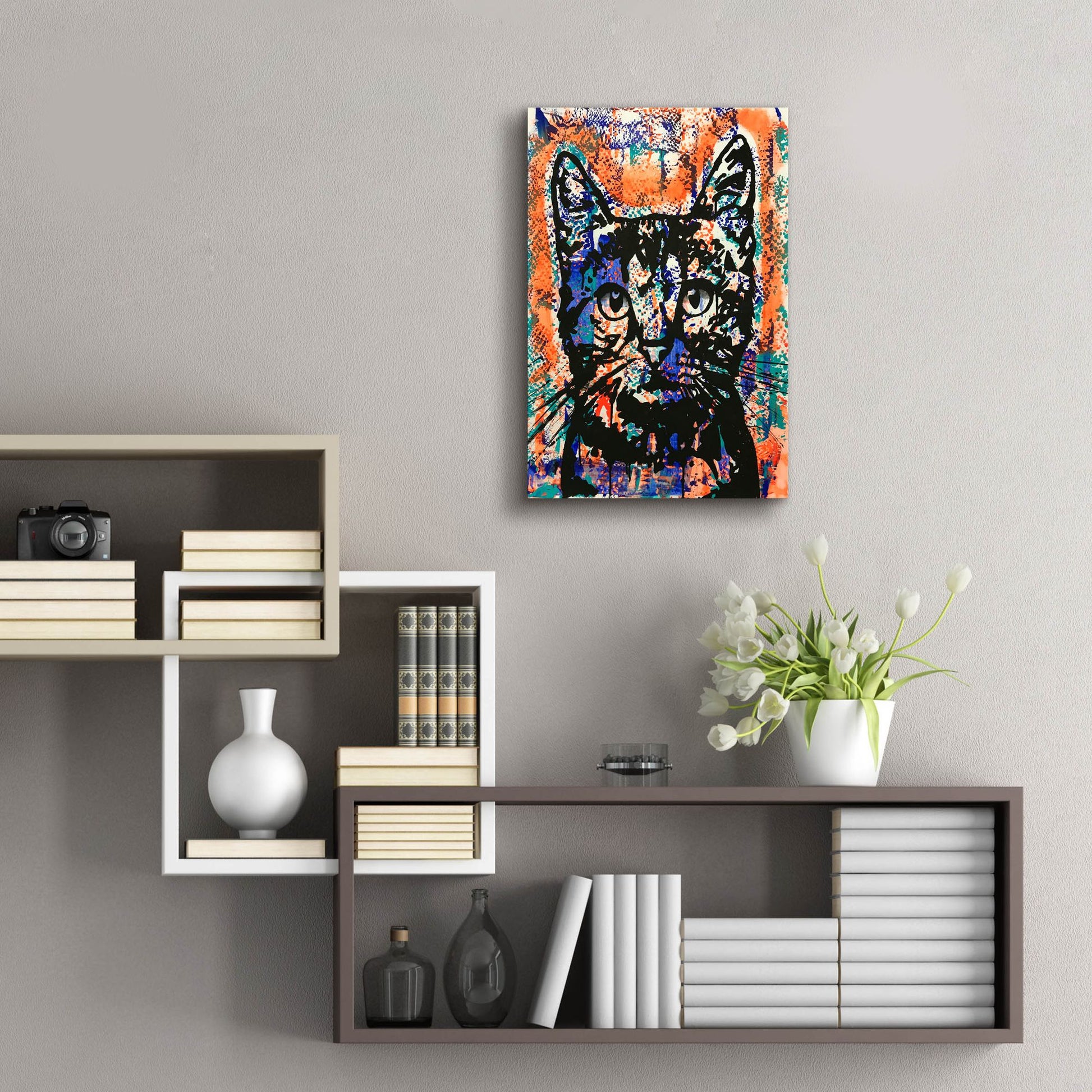 Epic Art 'Nine Lives Cat' by Dean Russo Studios, Acrylic Glass Wall Art,16x24