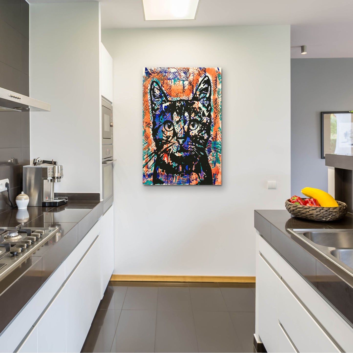 Epic Art 'Nine Lives Cat' by Dean Russo Studios, Acrylic Glass Wall Art,24x36