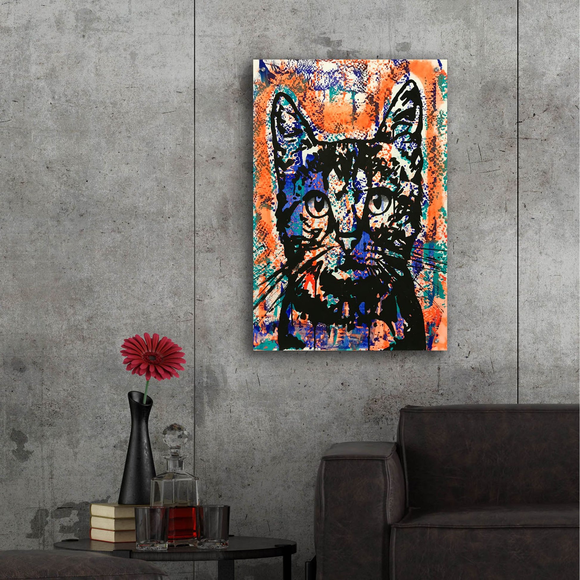 Epic Art 'Nine Lives Cat' by Dean Russo Studios, Acrylic Glass Wall Art,24x36