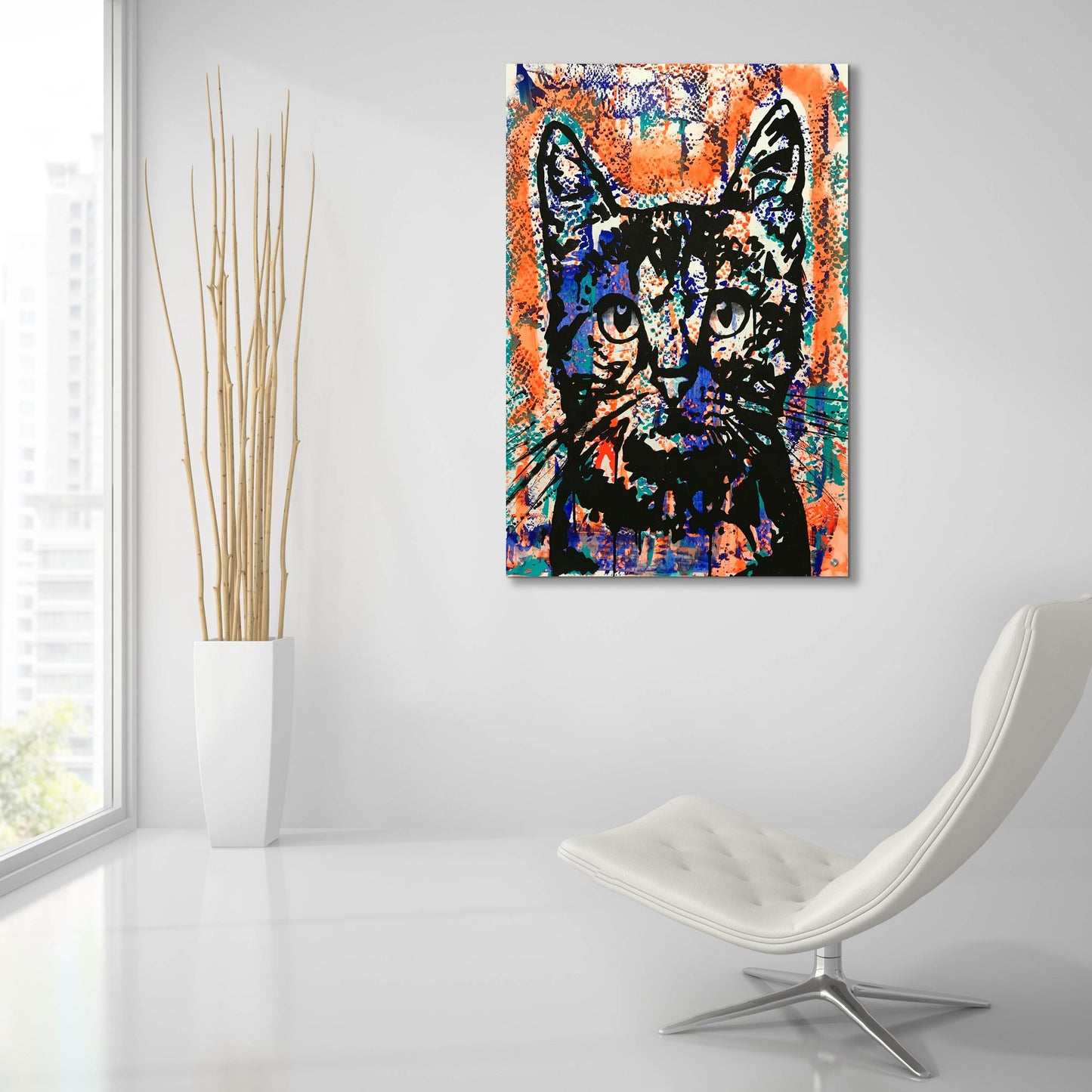 Epic Art 'Nine Lives Cat' by Dean Russo Studios, Acrylic Glass Wall Art,24x36