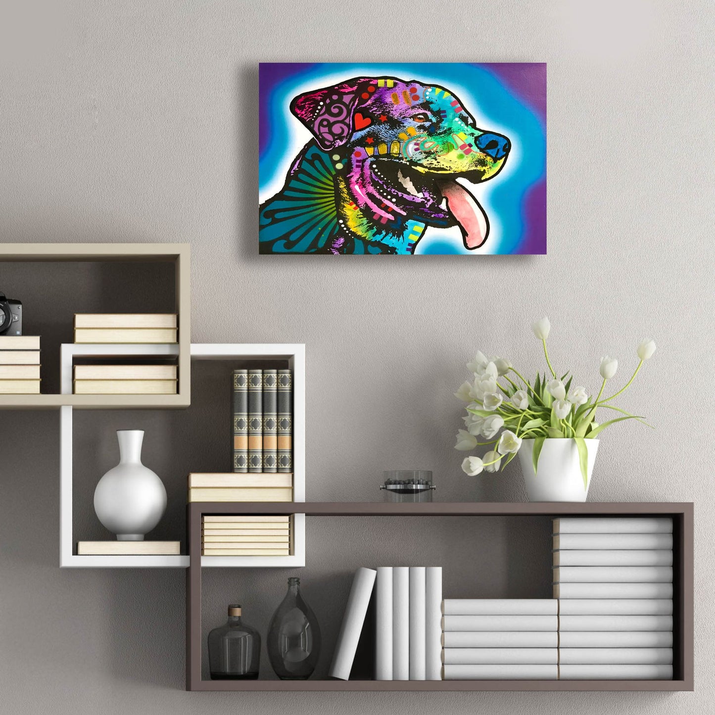 Epic Art 'Spoiled Rottie' by Dean Russo Studios, Acrylic Glass Wall Art,24x16