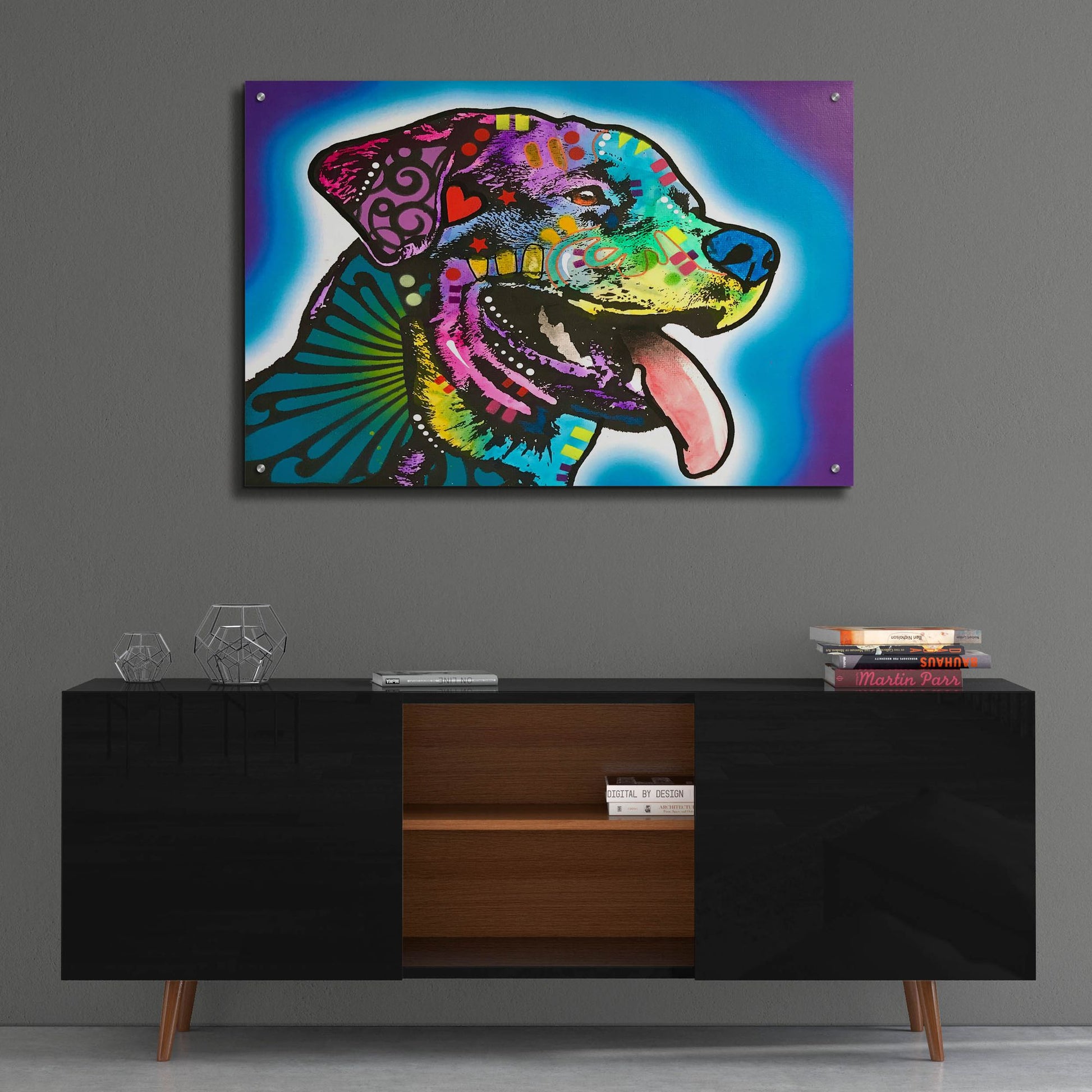 Epic Art 'Spoiled Rottie' by Dean Russo Studios, Acrylic Glass Wall Art,36x24