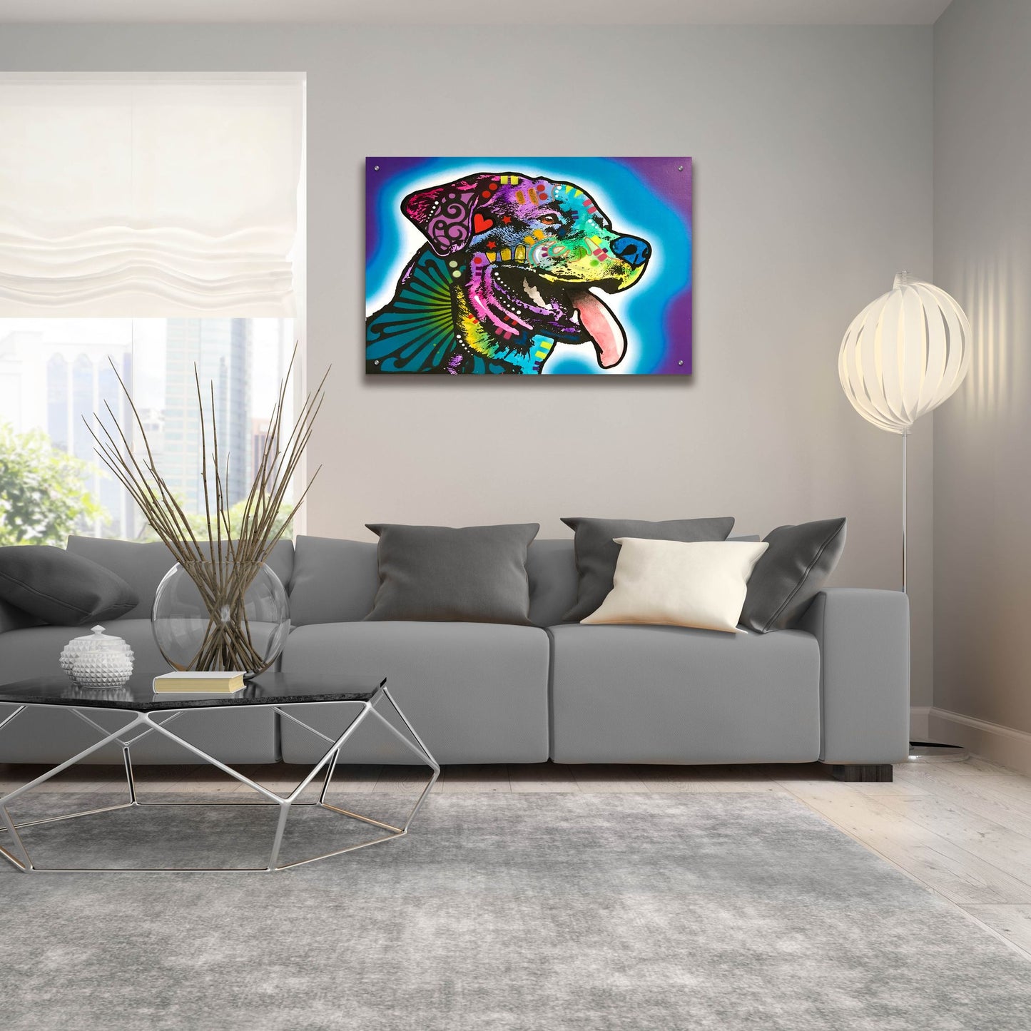 Epic Art 'Spoiled Rottie' by Dean Russo Studios, Acrylic Glass Wall Art,36x24