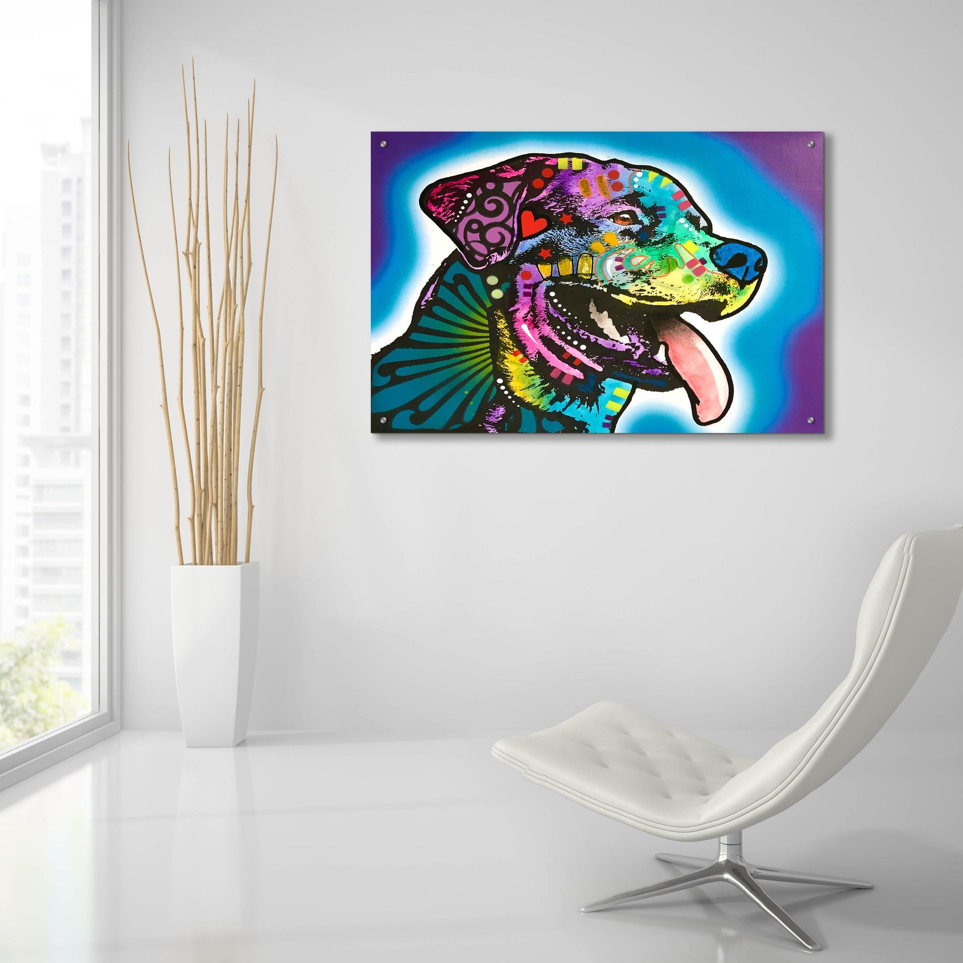 Epic Art 'Spoiled Rottie' by Dean Russo Studios, Acrylic Glass Wall Art,36x24