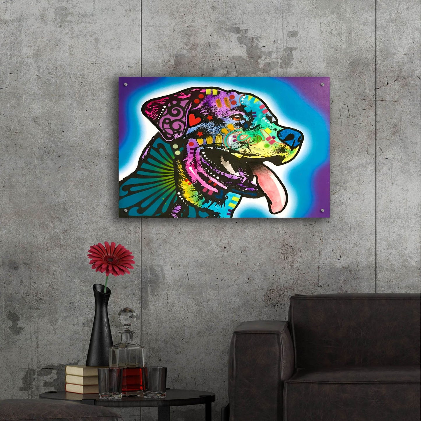 Epic Art 'Spoiled Rottie' by Dean Russo Studios, Acrylic Glass Wall Art,36x24