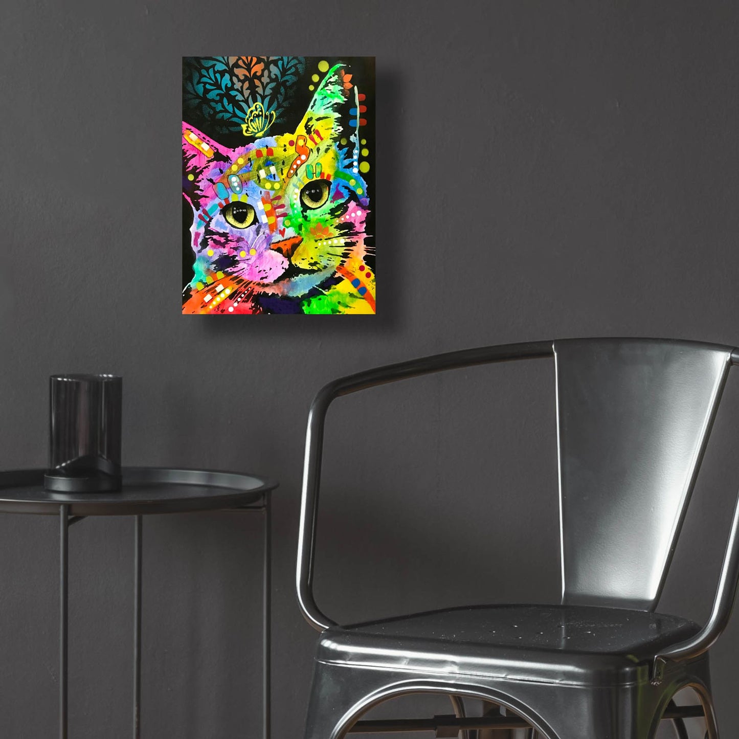 Epic Art 'Tilt Cat Butterfly' by Dean Russo Studios, Acrylic Glass Wall Art,12x16