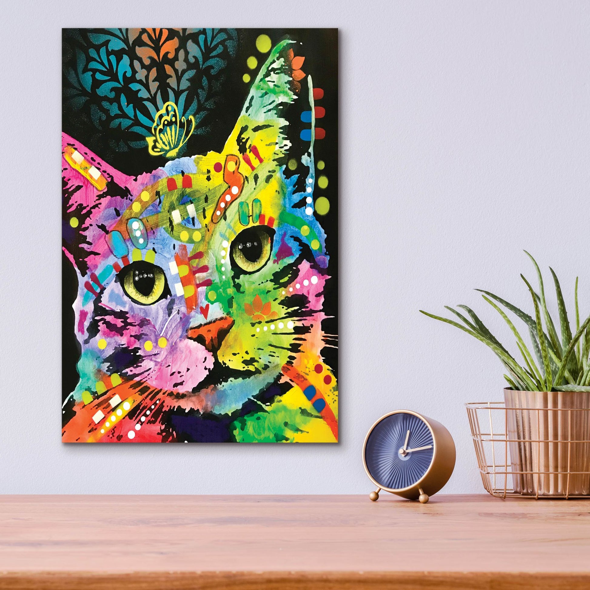 Epic Art 'Tilt Cat Butterfly' by Dean Russo Studios, Acrylic Glass Wall Art,12x16