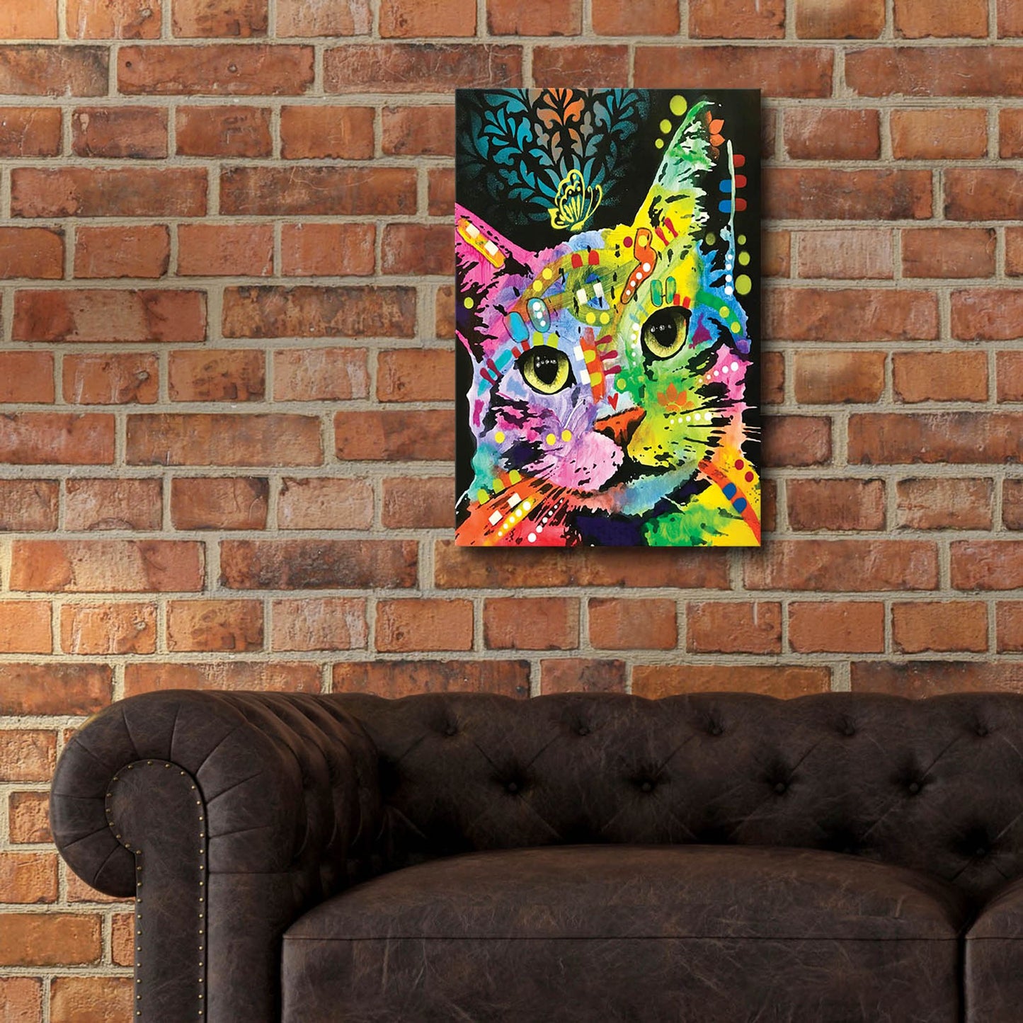 Epic Art 'Tilt Cat Butterfly' by Dean Russo Studios, Acrylic Glass Wall Art,16x24