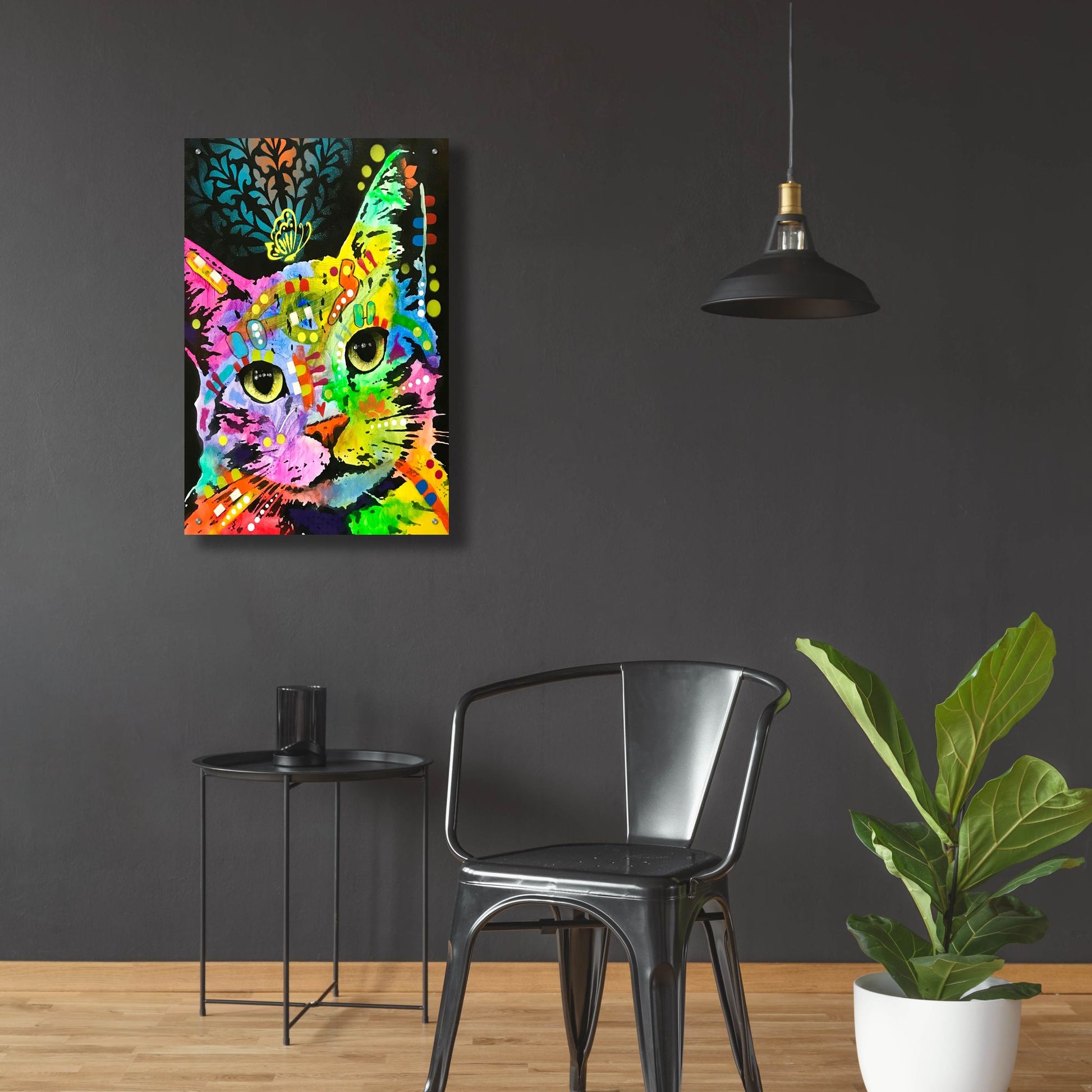 Epic Art 'Tilt Cat Butterfly' by Dean Russo Studios, Acrylic Glass Wall Art,24x36