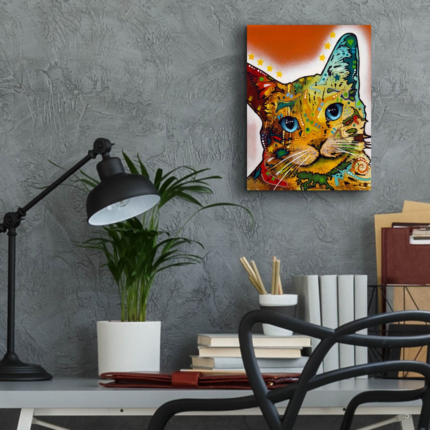 Epic Art 'Tilt Cat Earth Tone' by Dean Russo Studios, Acrylic Glass Wall Art,12x16