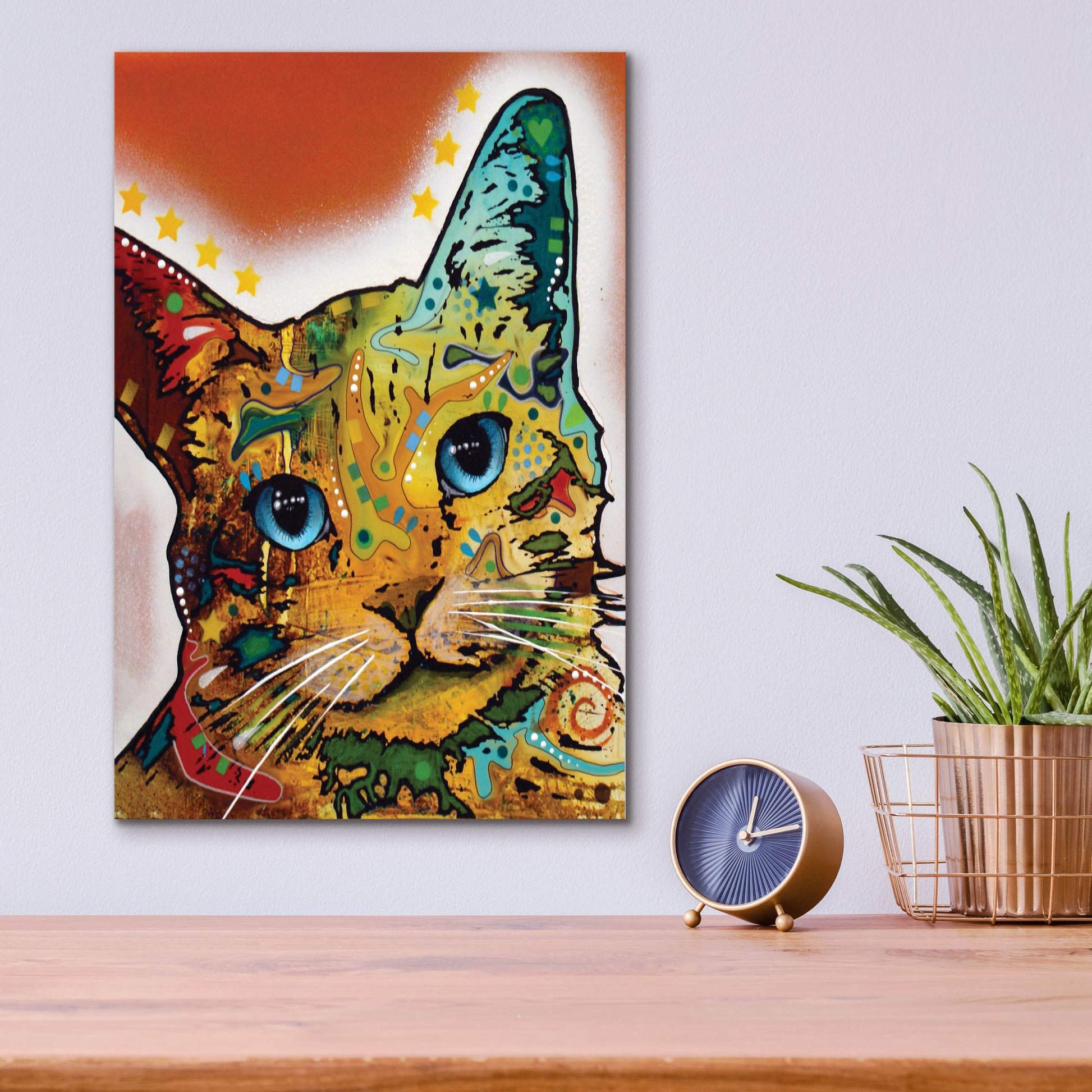 Epic Art 'Tilt Cat Earth Tone' by Dean Russo Studios, Acrylic Glass Wall Art,12x16