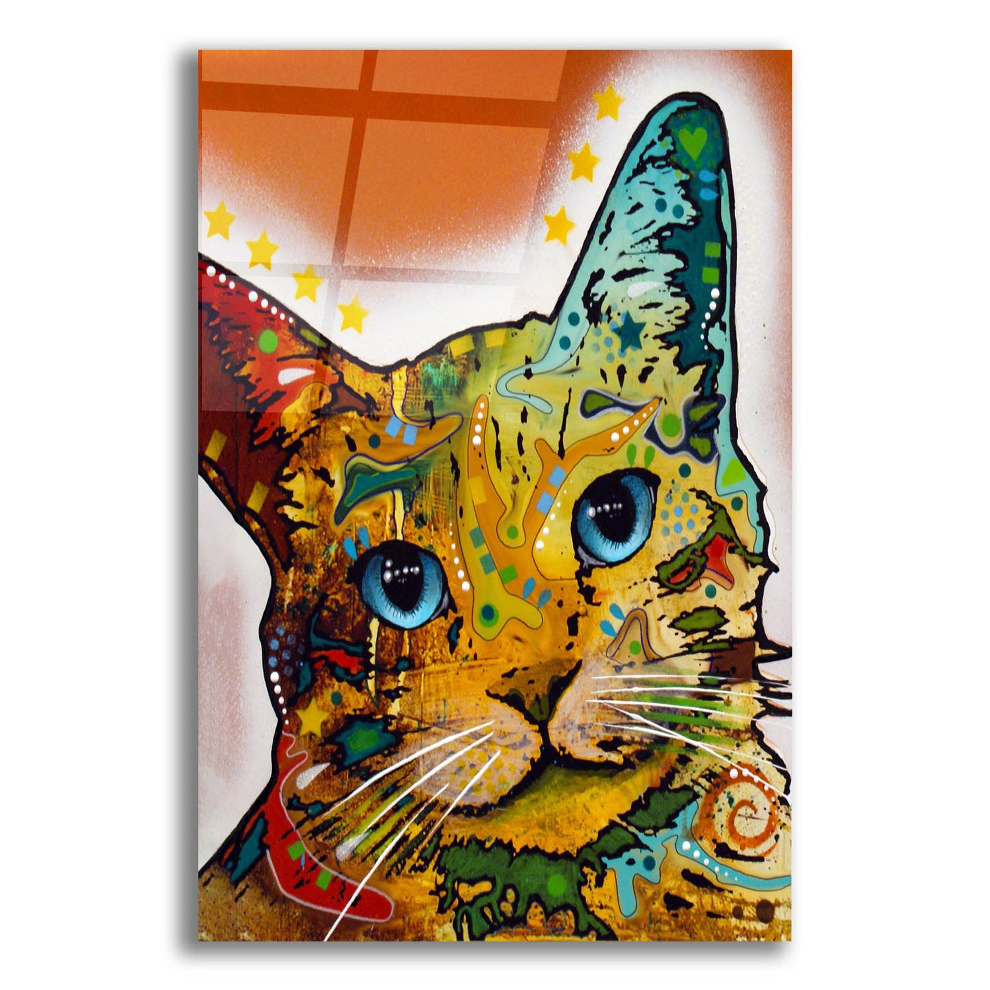 Epic Art 'Tilt Cat Earth Tone' by Dean Russo Studios, Acrylic Glass Wall Art,12x16