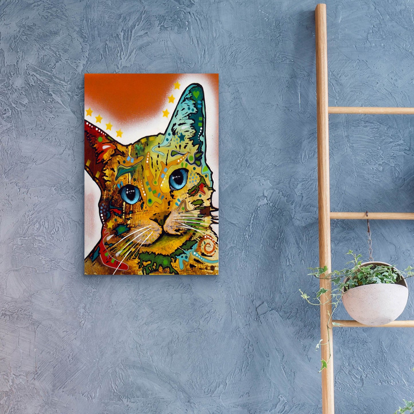 Epic Art 'Tilt Cat Earth Tone' by Dean Russo Studios, Acrylic Glass Wall Art,16x24