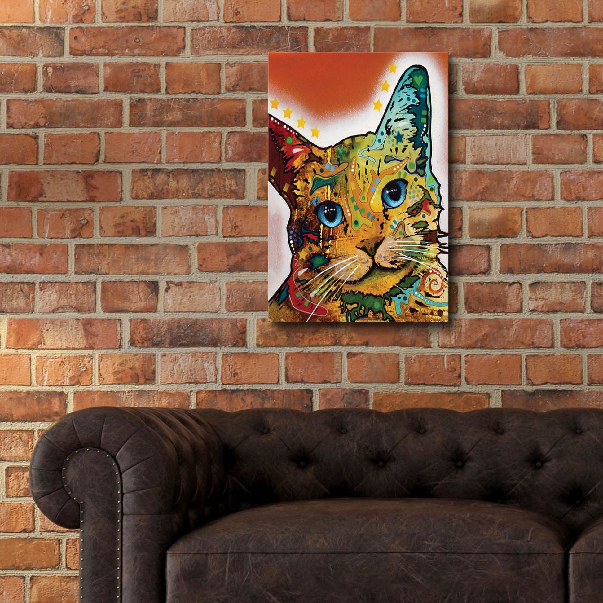 Epic Art 'Tilt Cat Earth Tone' by Dean Russo Studios, Acrylic Glass Wall Art,16x24