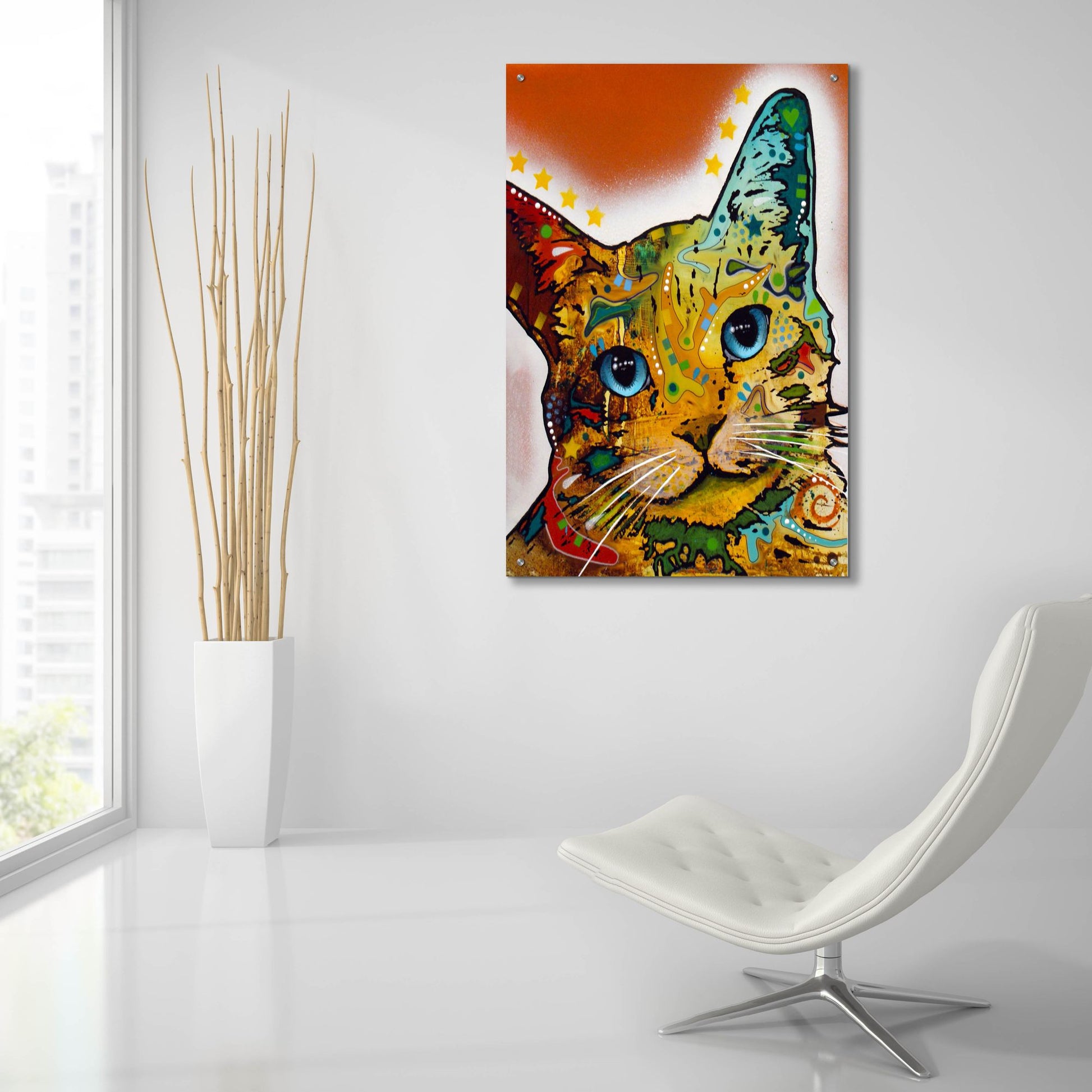 Epic Art 'Tilt Cat Earth Tone' by Dean Russo Studios, Acrylic Glass Wall Art,24x36