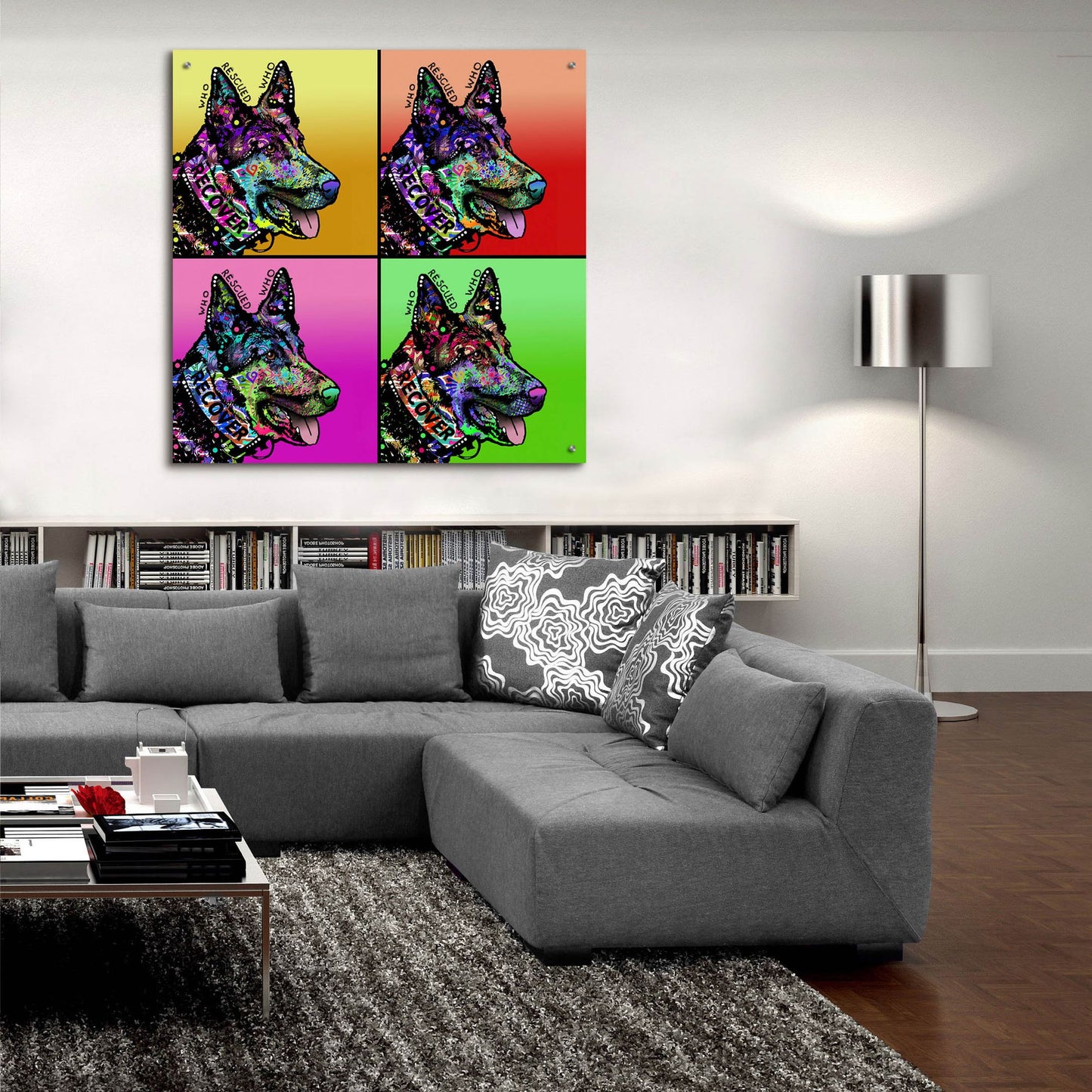 Epic Art 'Who Rescued Who 4X' by Dean Russo Studios, Acrylic Glass Wall Art,36x36