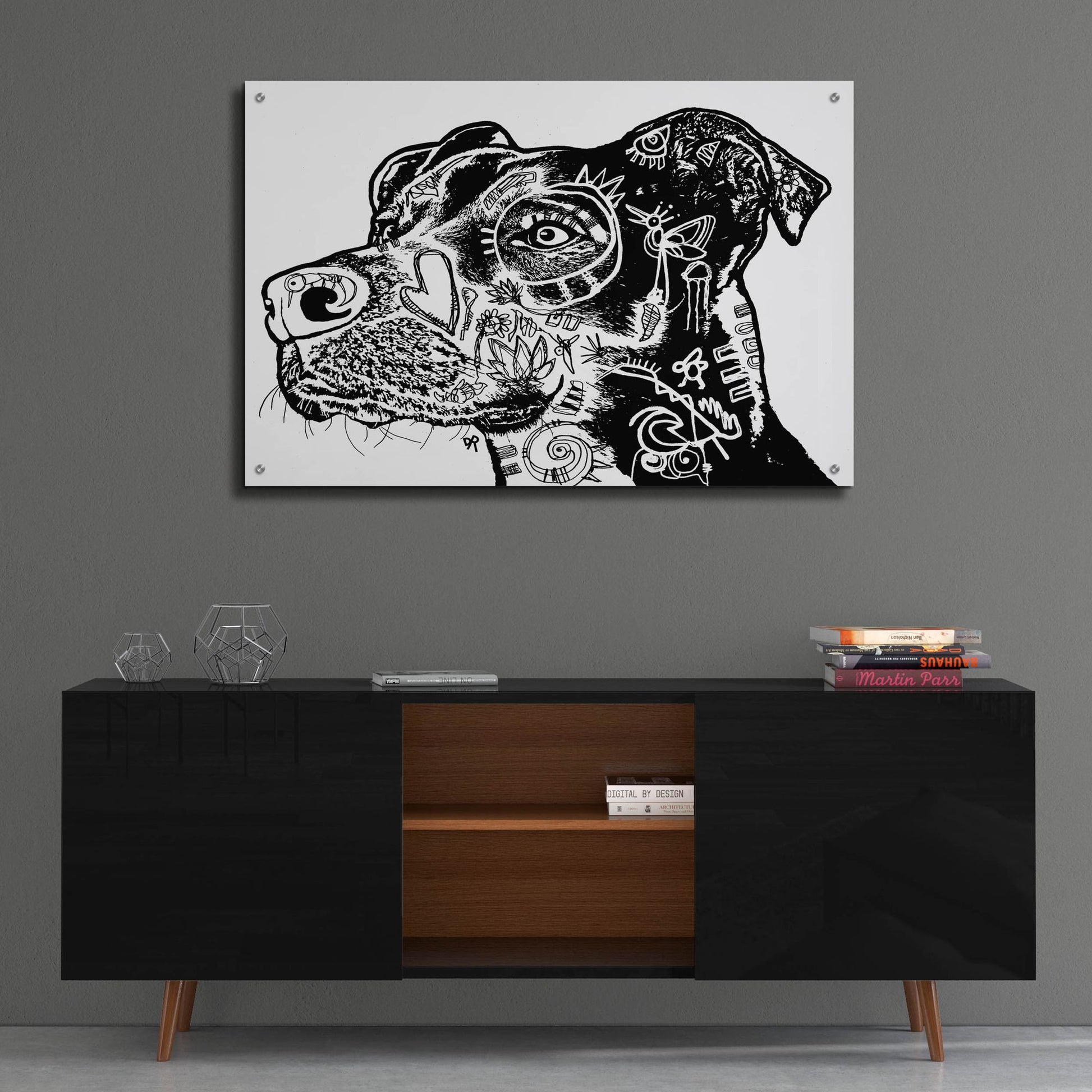 Epic Art 'Bird Dog Scratch' by Dean Russo Studios, Acrylic Glass Wall Art,36x24