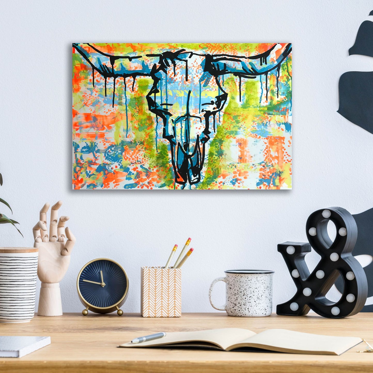 Epic Art 'Bull Skull' by Dean Russo Studios, Acrylic Glass Wall Art,16x12
