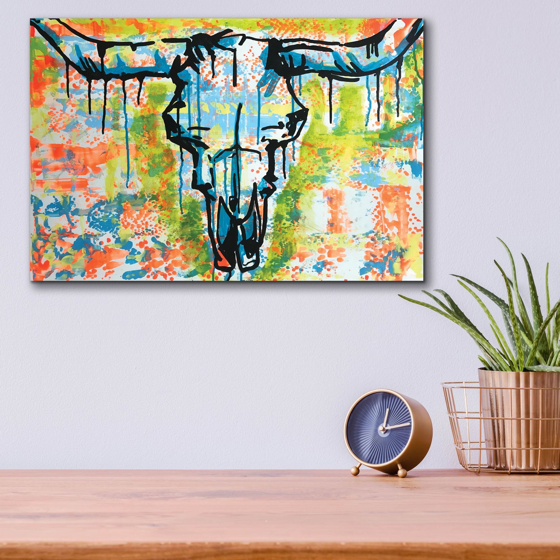 Epic Art 'Bull Skull' by Dean Russo Studios, Acrylic Glass Wall Art,16x12