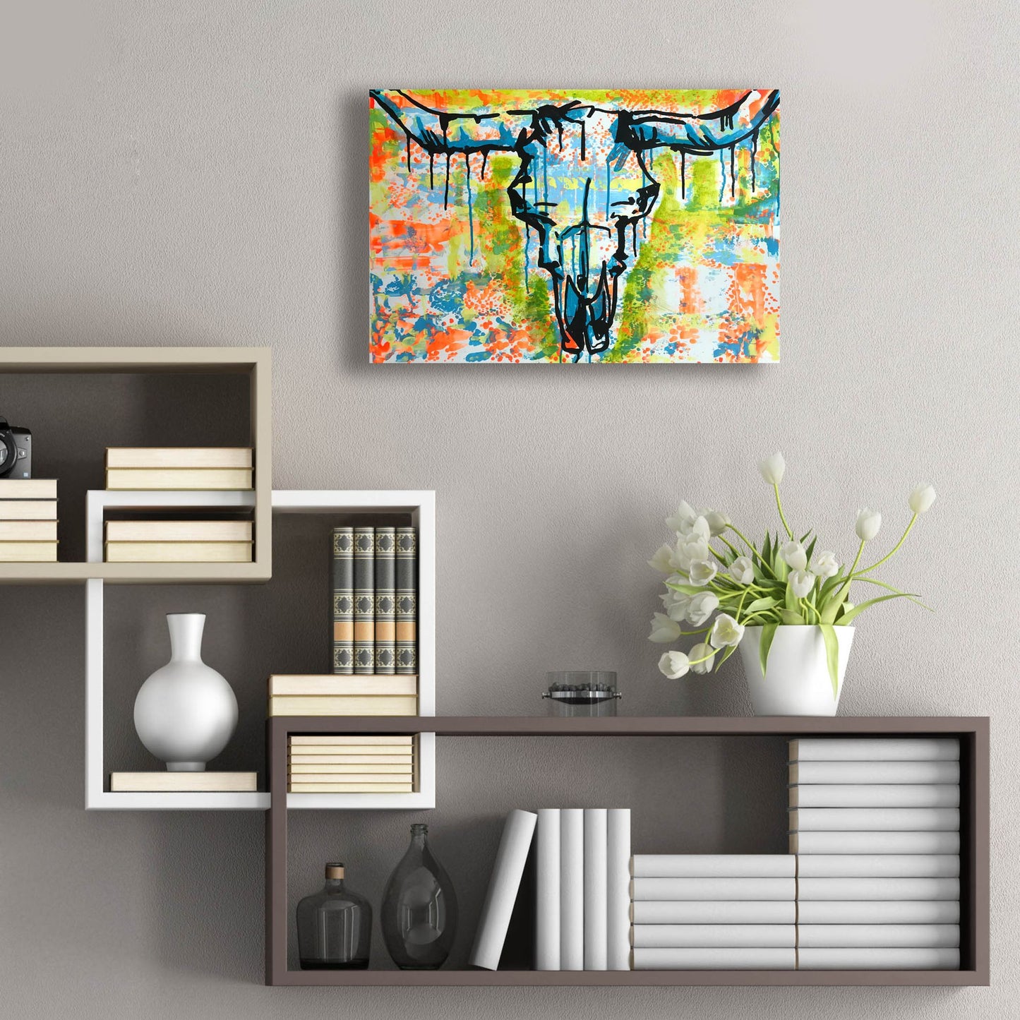 Epic Art 'Bull Skull' by Dean Russo Studios, Acrylic Glass Wall Art,24x16