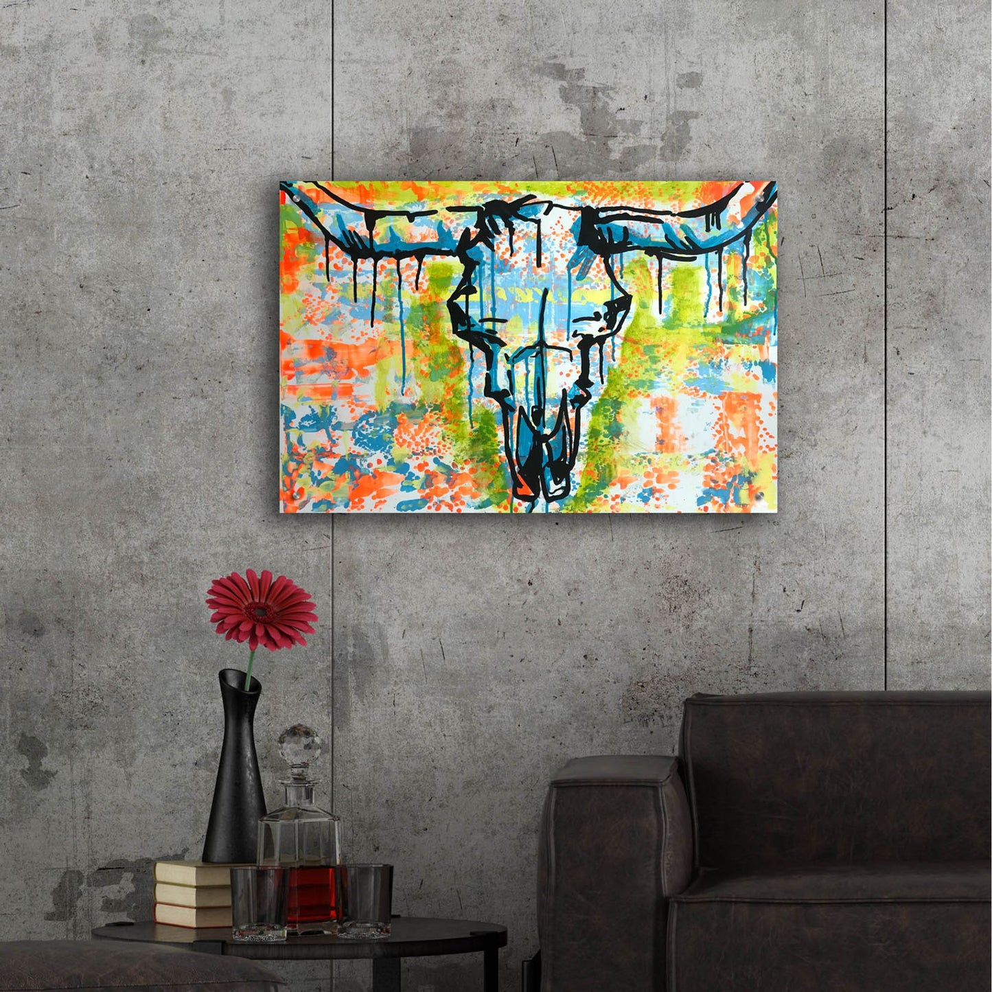 Epic Art 'Bull Skull' by Dean Russo Studios, Acrylic Glass Wall Art,36x24