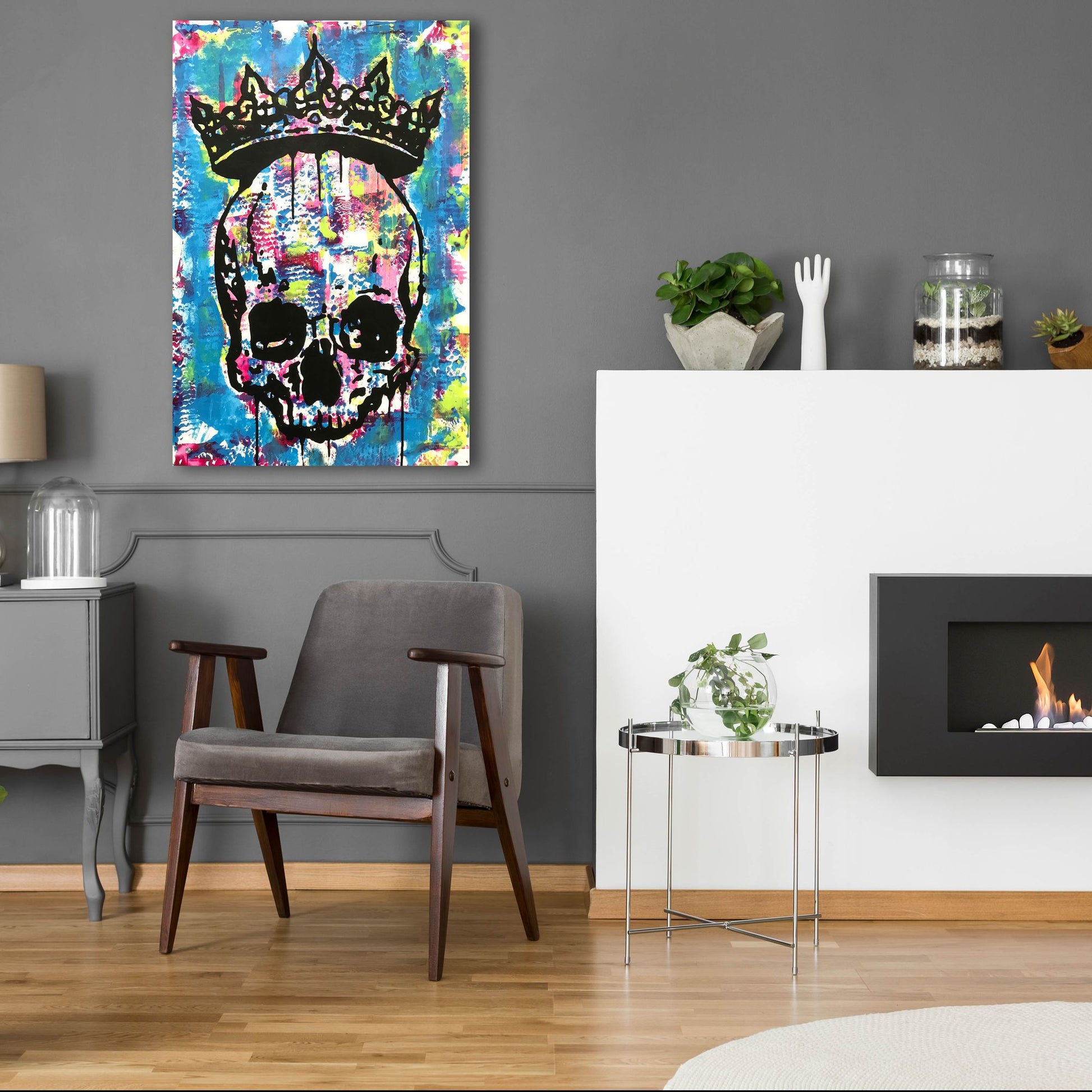 Epic Art 'Crowned Skull' by Dean Russo Studios, Acrylic Glass Wall Art,24x36