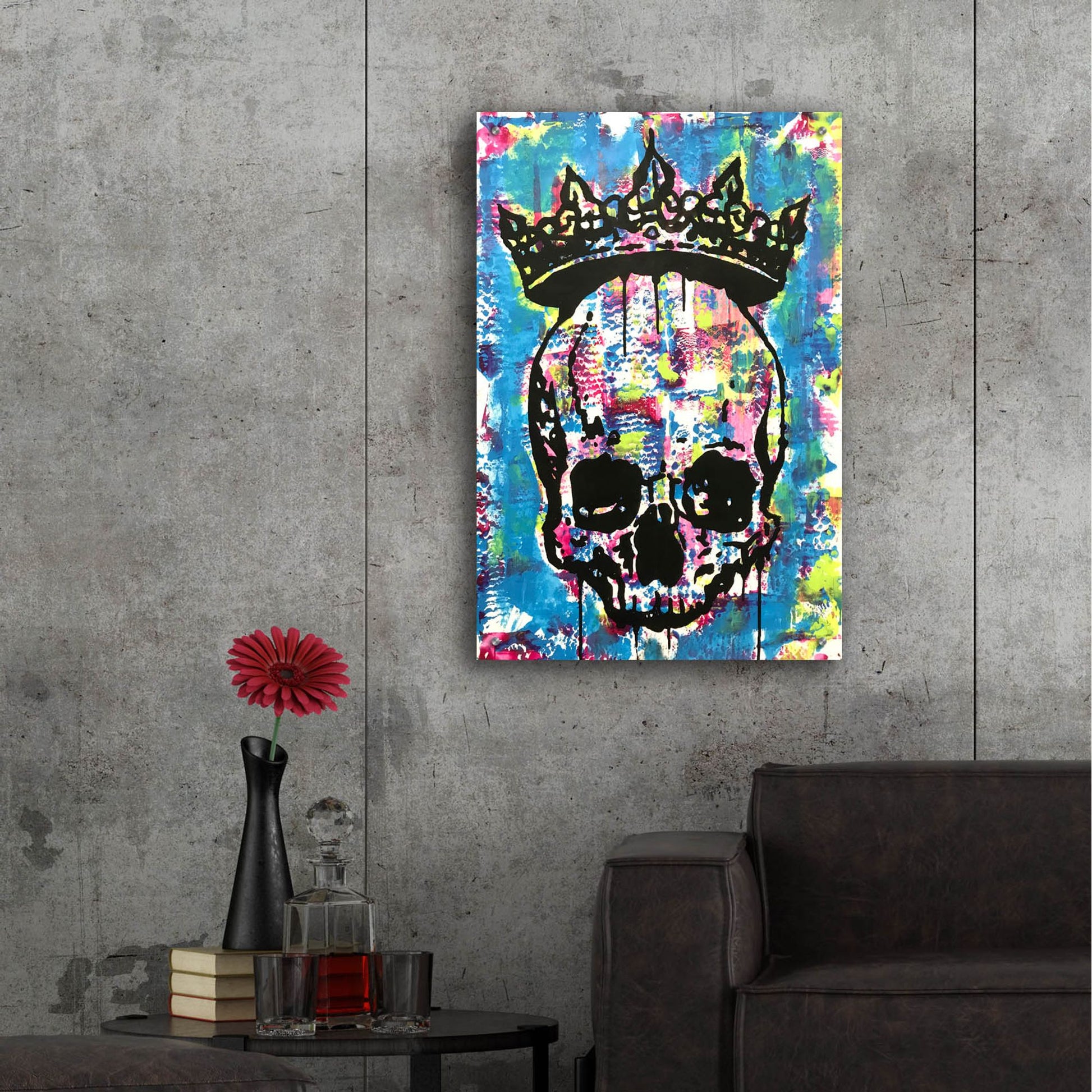 Epic Art 'Crowned Skull' by Dean Russo Studios, Acrylic Glass Wall Art,24x36