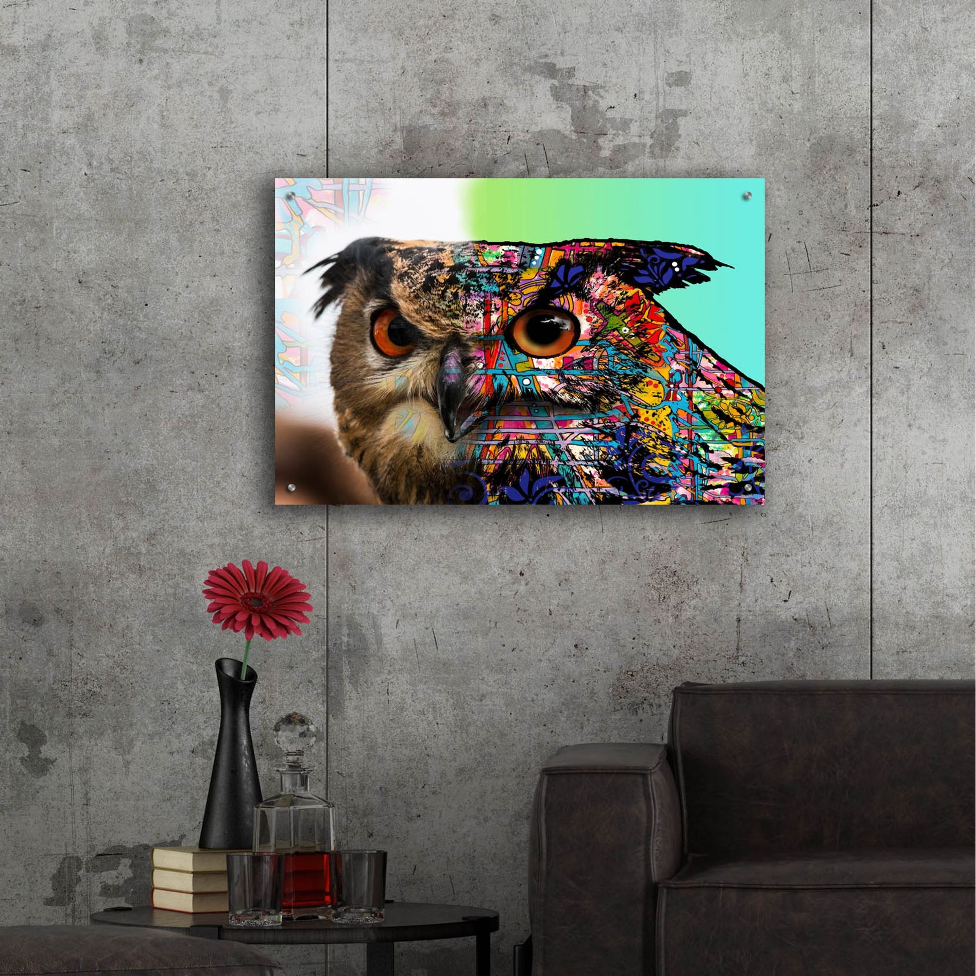 Epic Art 'Exposed Owl' by Dean Russo Studios, Acrylic Glass Wall Art,36x24