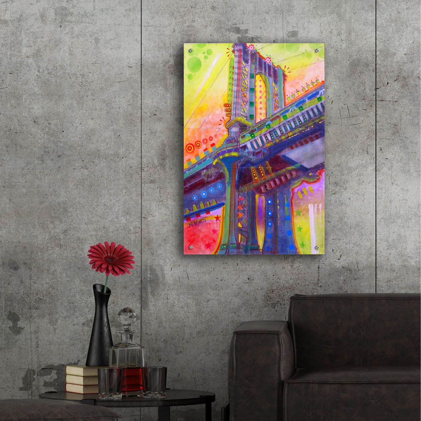 Epic Art 'Manhattan Bridge' by Dean Russo Studios, Acrylic Glass Wall Art,24x36