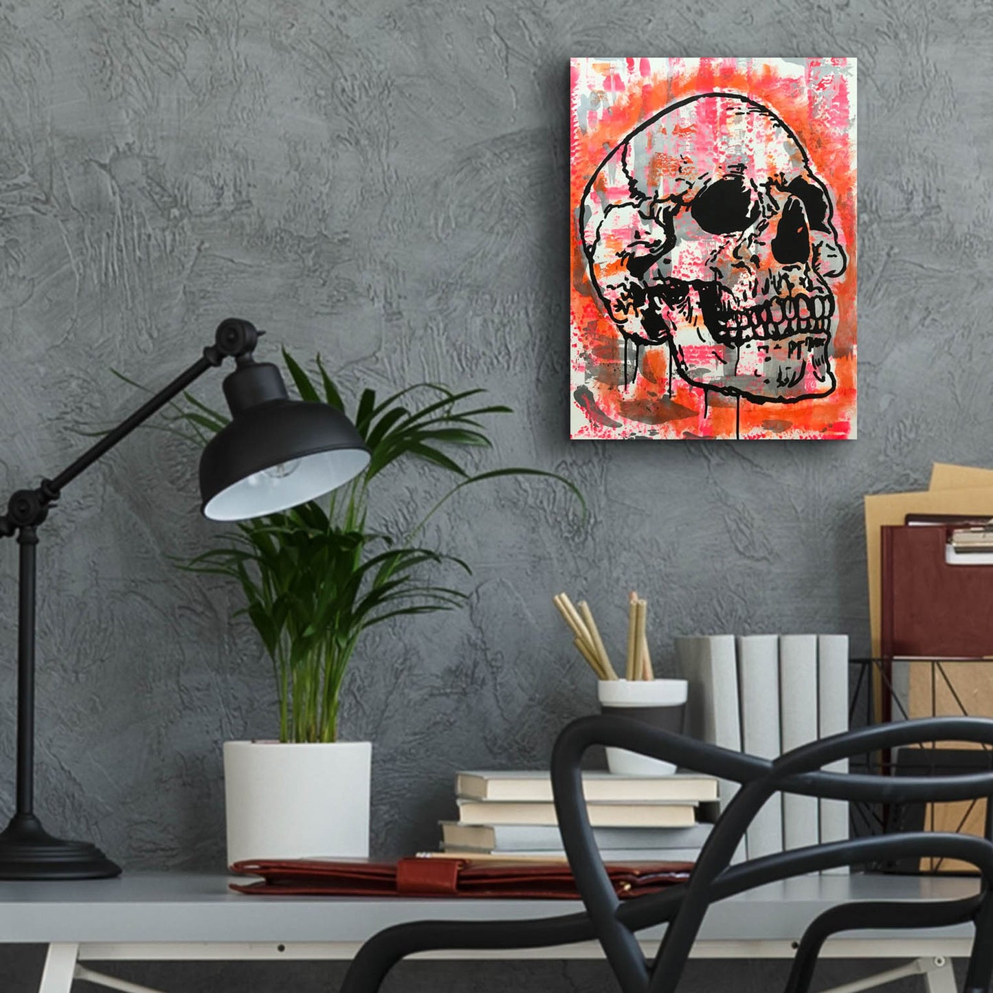 Epic Art 'Orange Skull' by Dean Russo Studios, Acrylic Glass Wall Art,12x16