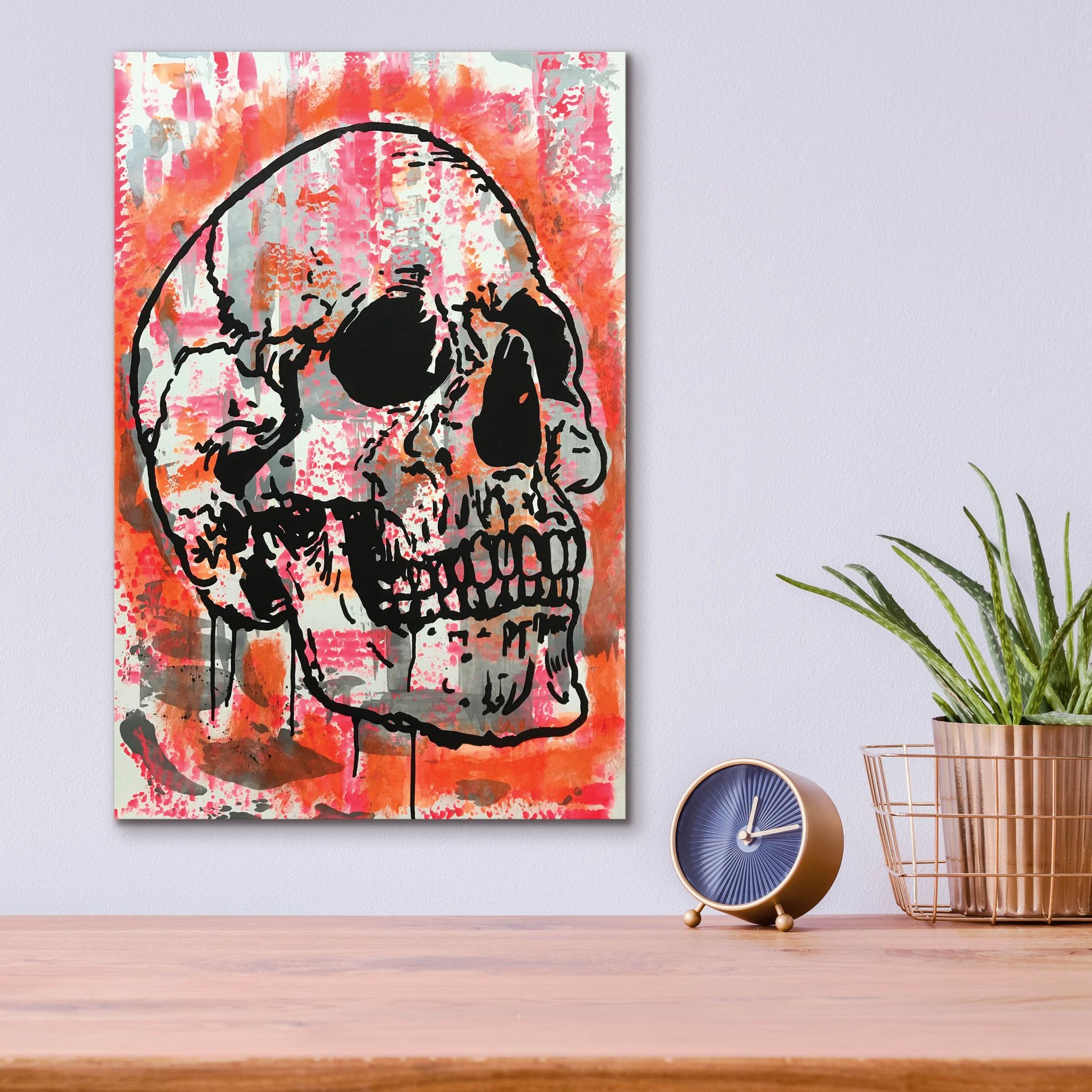 Epic Art 'Orange Skull' by Dean Russo Studios, Acrylic Glass Wall Art,12x16