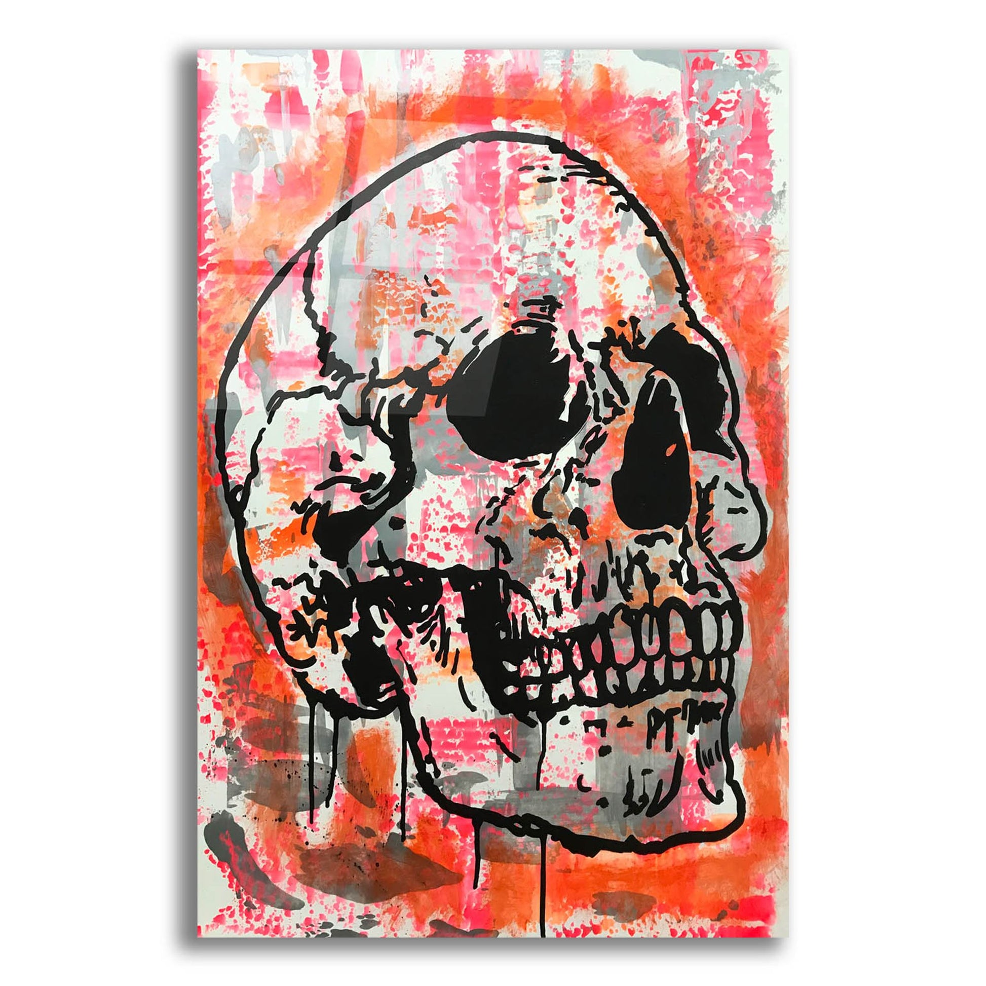 Epic Art 'Orange Skull' by Dean Russo Studios, Acrylic Glass Wall Art,12x16