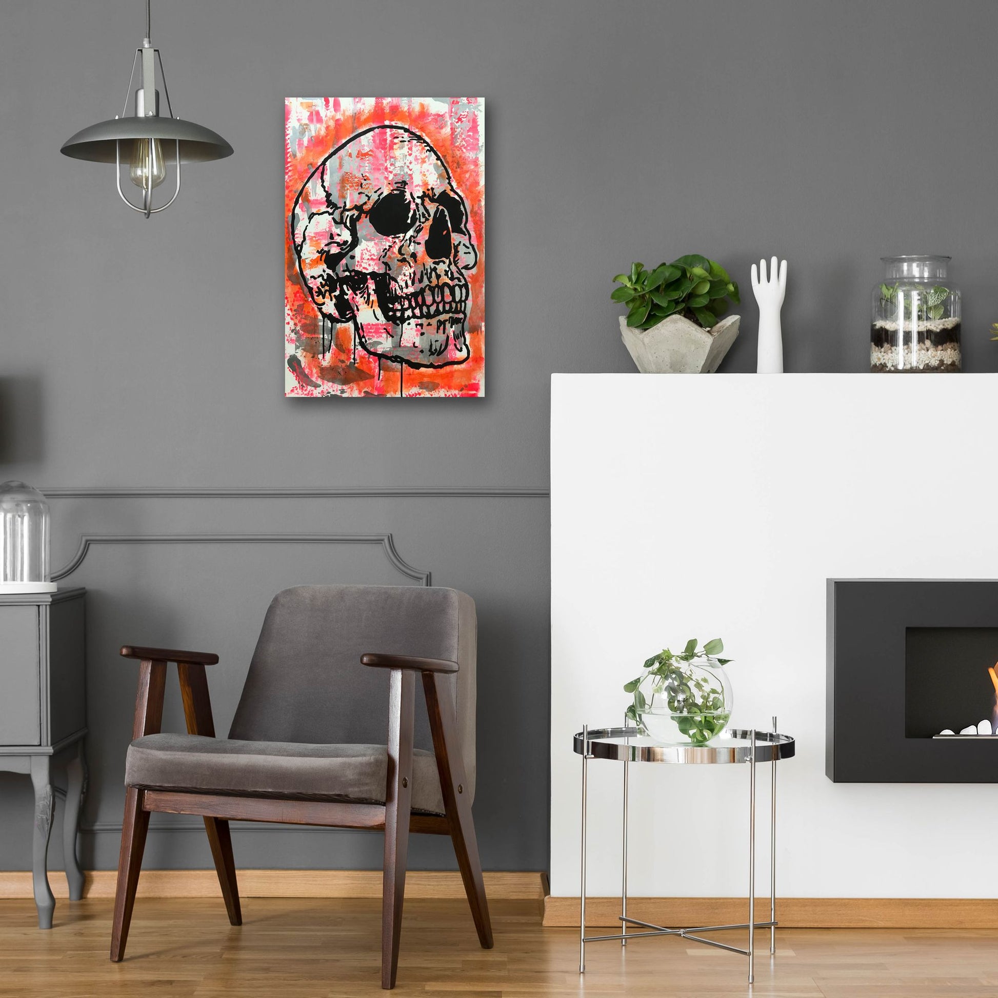 Epic Art 'Orange Skull' by Dean Russo Studios, Acrylic Glass Wall Art,16x24