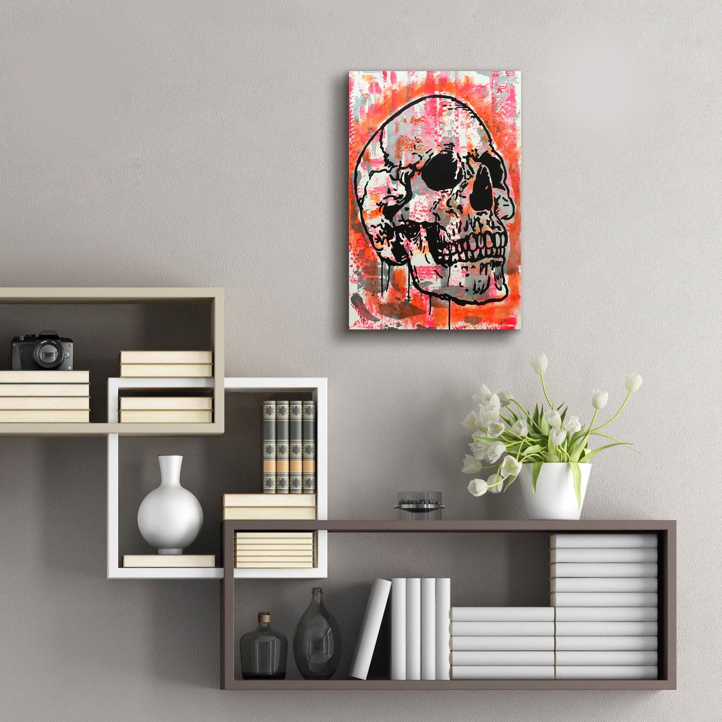 Epic Art 'Orange Skull' by Dean Russo Studios, Acrylic Glass Wall Art,16x24