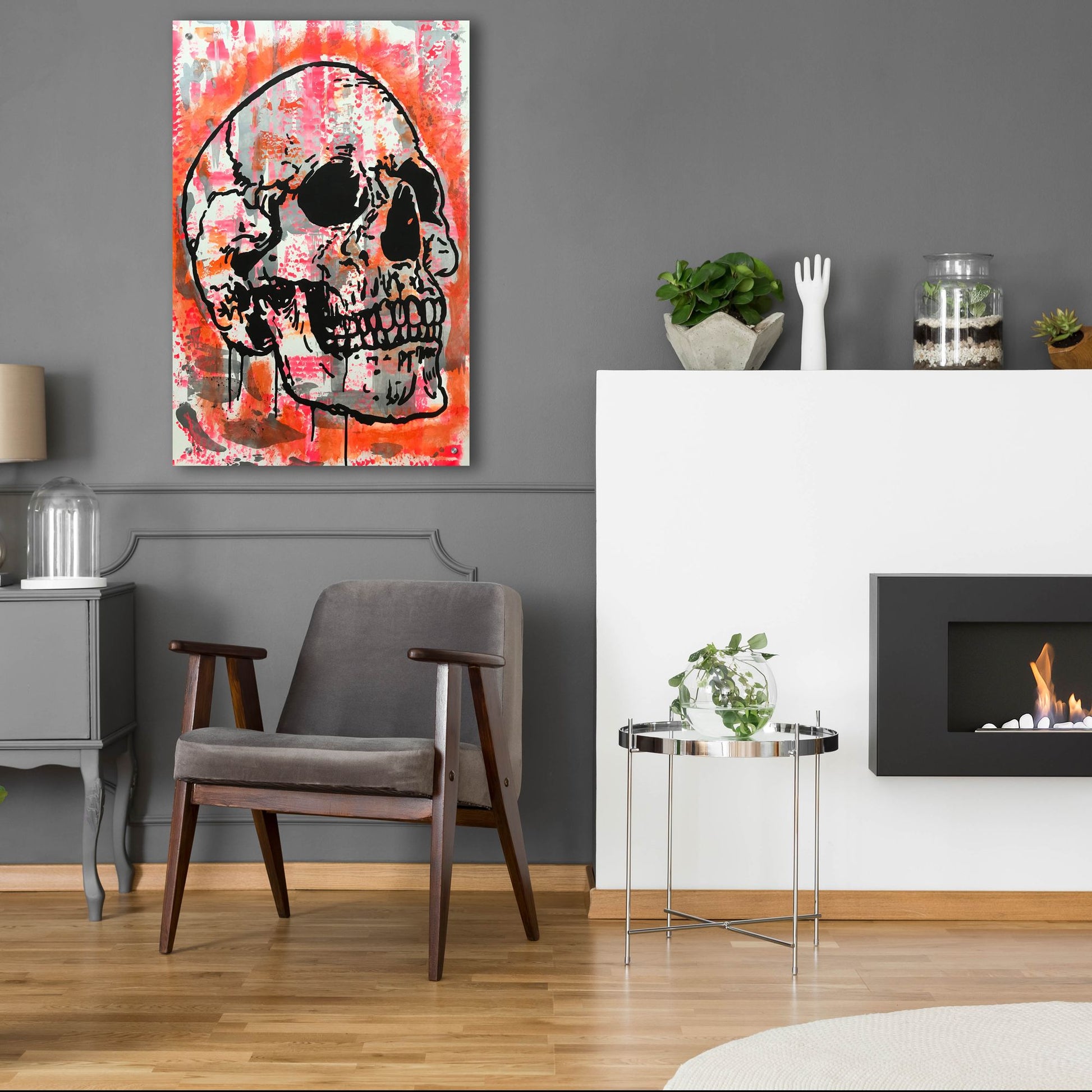 Epic Art 'Orange Skull' by Dean Russo Studios, Acrylic Glass Wall Art,24x36