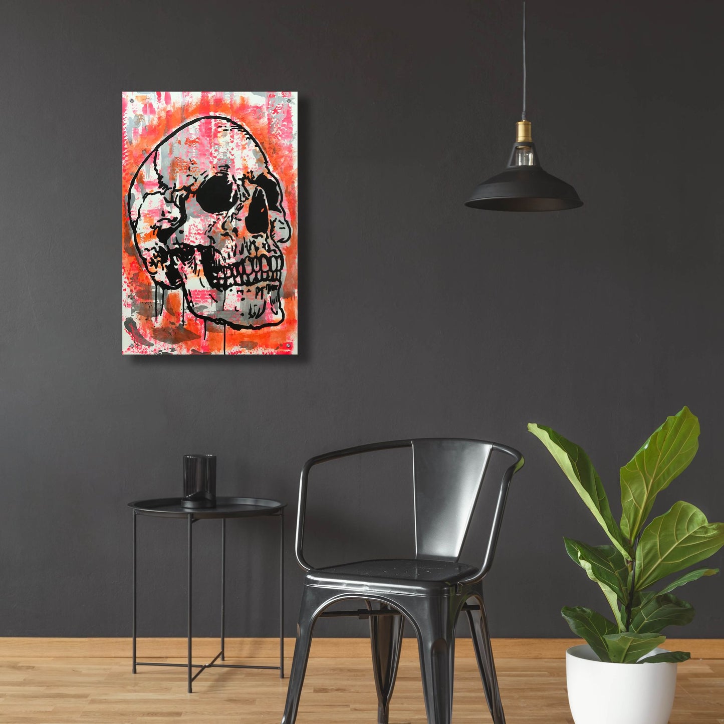 Epic Art 'Orange Skull' by Dean Russo Studios, Acrylic Glass Wall Art,24x36