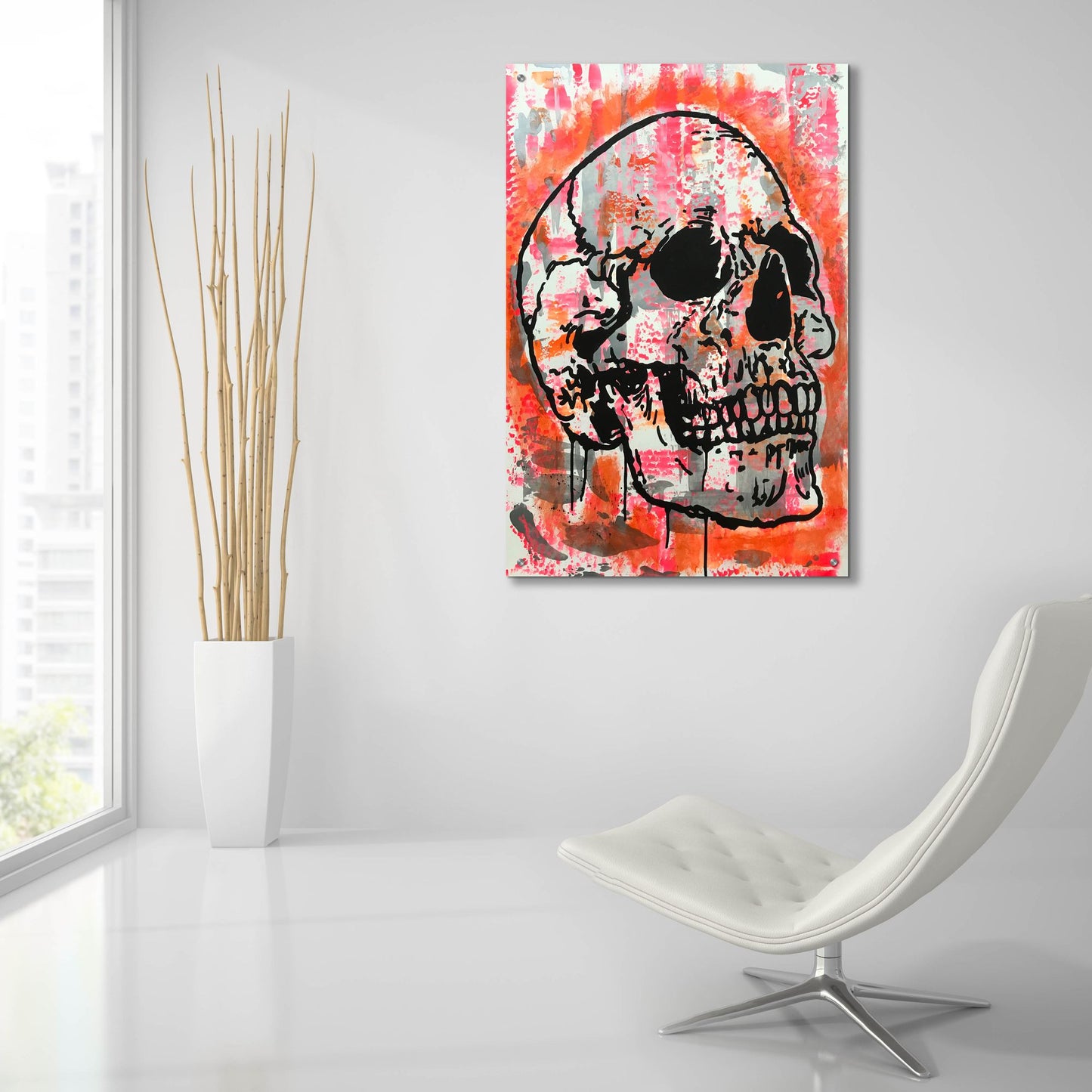 Epic Art 'Orange Skull' by Dean Russo Studios, Acrylic Glass Wall Art,24x36