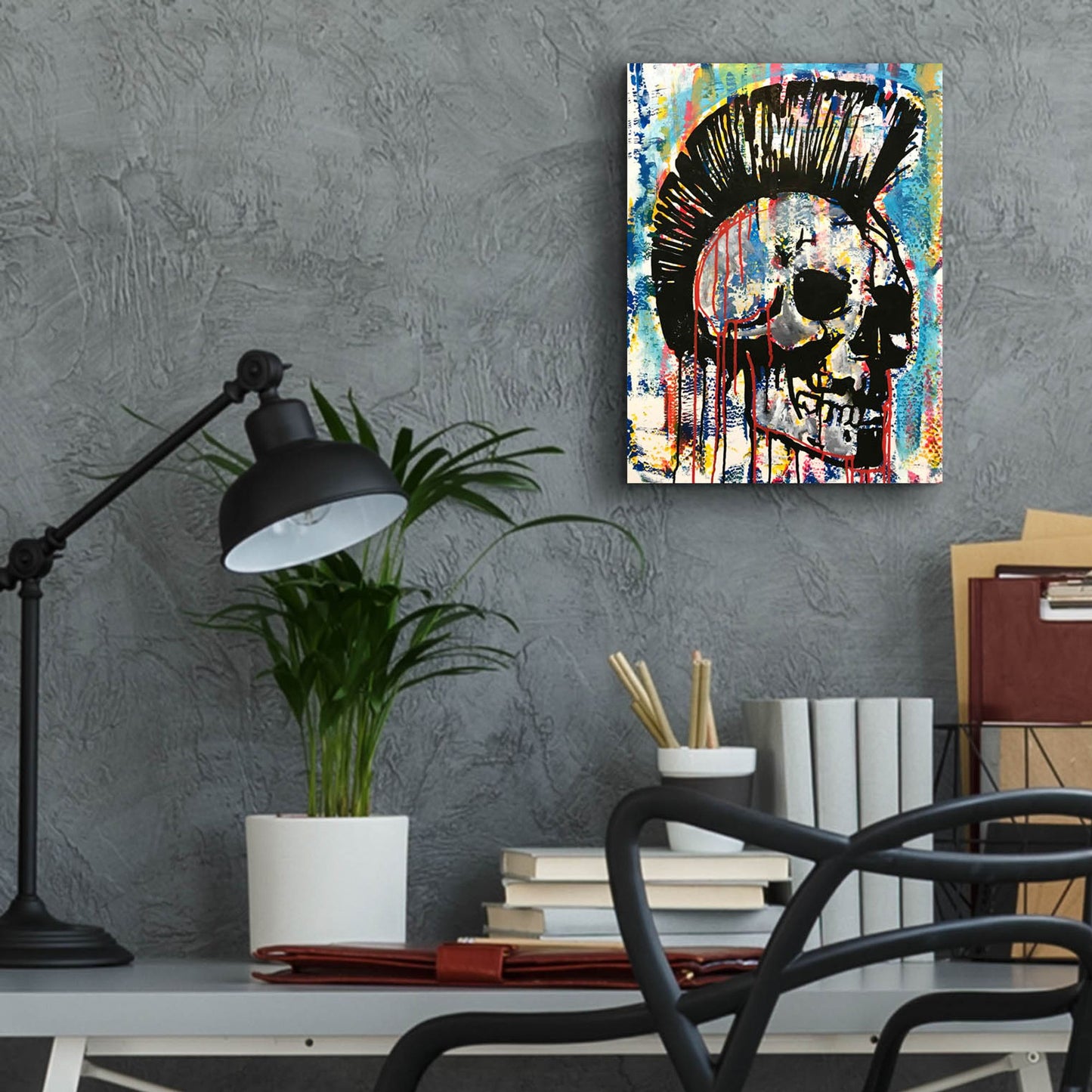 Epic Art 'Punk Skull' by Dean Russo Studios, Acrylic Glass Wall Art,12x16