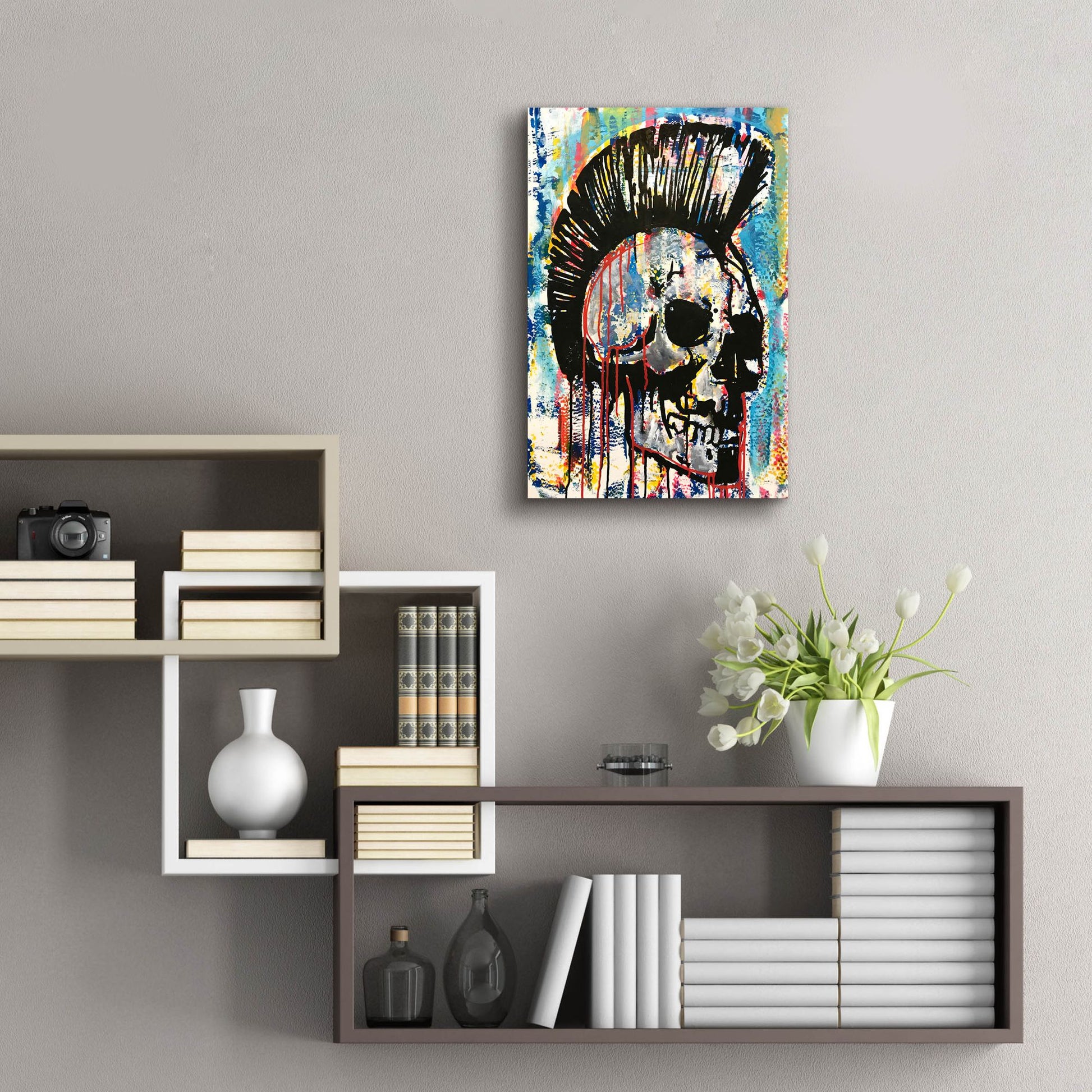 Epic Art 'Punk Skull' by Dean Russo Studios, Acrylic Glass Wall Art,16x24