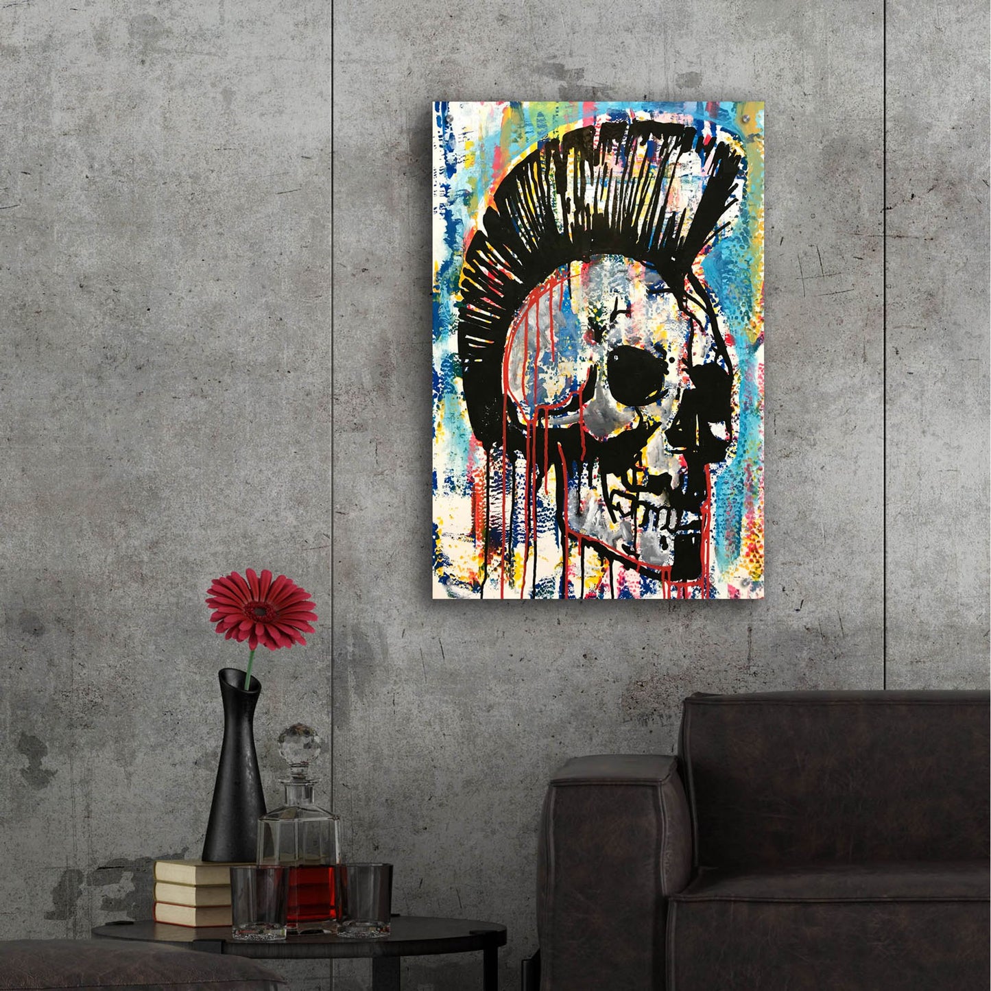 Epic Art 'Punk Skull' by Dean Russo Studios, Acrylic Glass Wall Art,24x36