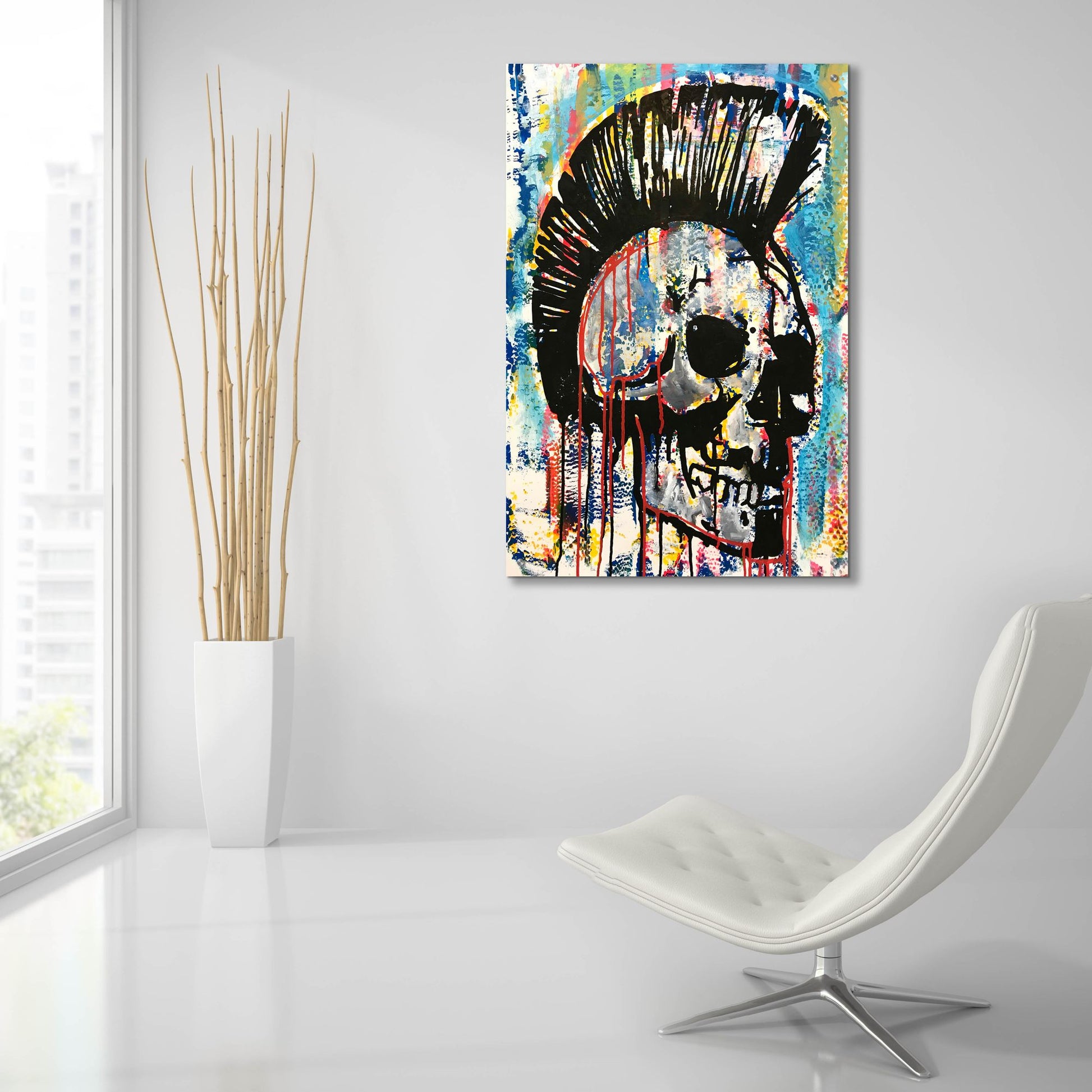 Epic Art 'Punk Skull' by Dean Russo Studios, Acrylic Glass Wall Art,24x36