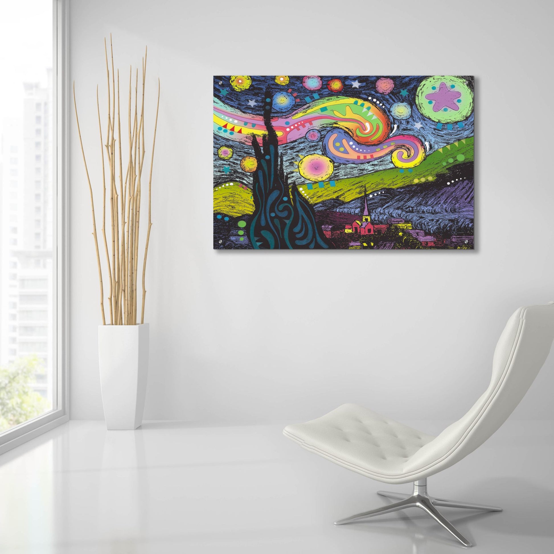 Epic Art 'Starry Night 2' by Dean Russo Studios, Acrylic Glass Wall Art,36x24