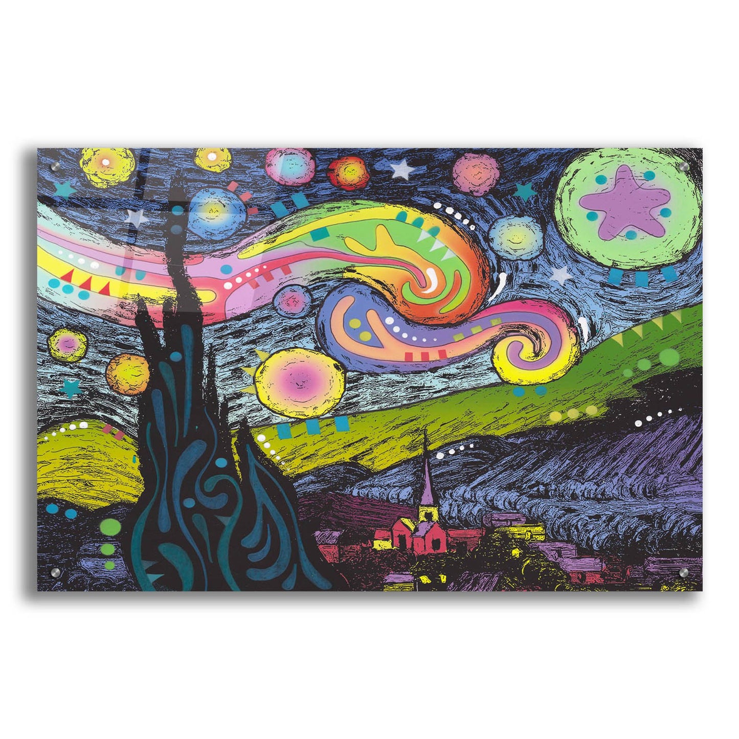 Epic Art 'Starry Night 2' by Dean Russo Studios, Acrylic Glass Wall Art,36x24