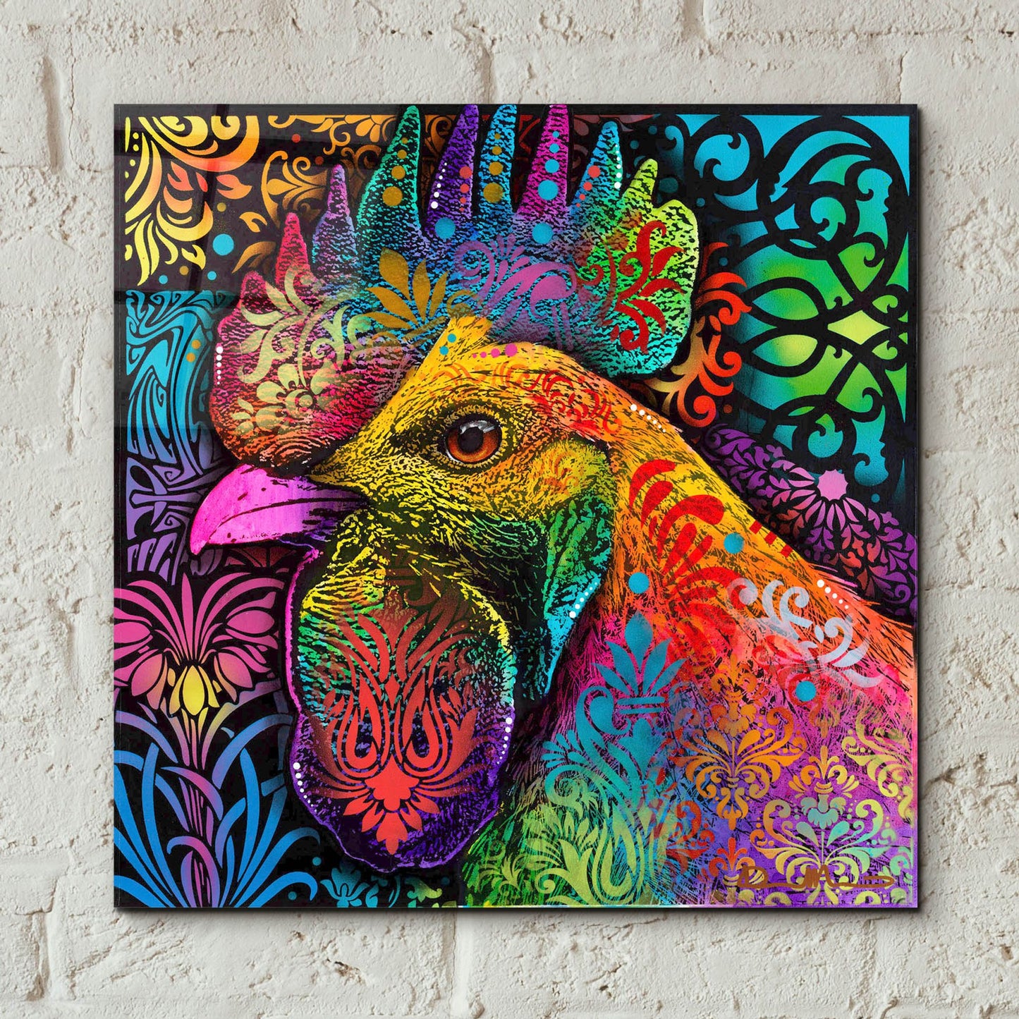 Epic Art 'Rooster' by Dean Russo Studios, Acrylic Glass Wall Art,12x12