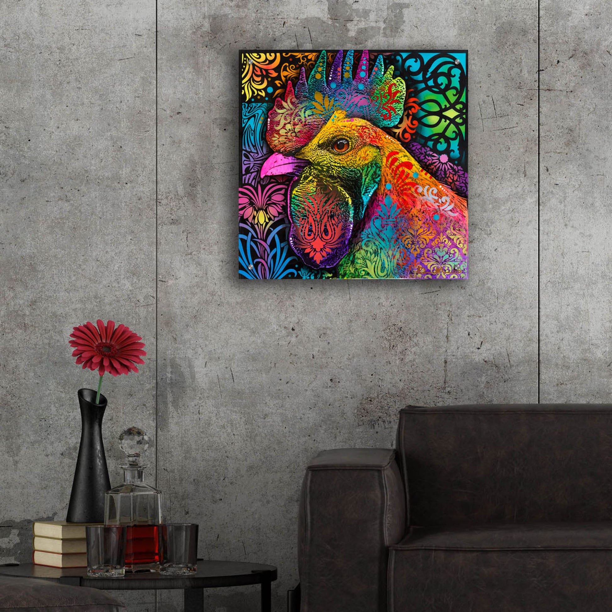 Epic Art 'Rooster' by Dean Russo Studios, Acrylic Glass Wall Art,24x24